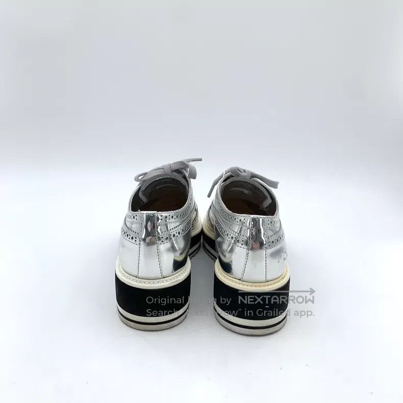 Prada Prada Silver Baroque carved lace-up casual flat muffin sho Size US 6.5 / IT 36.5 - 4 Thumbnail