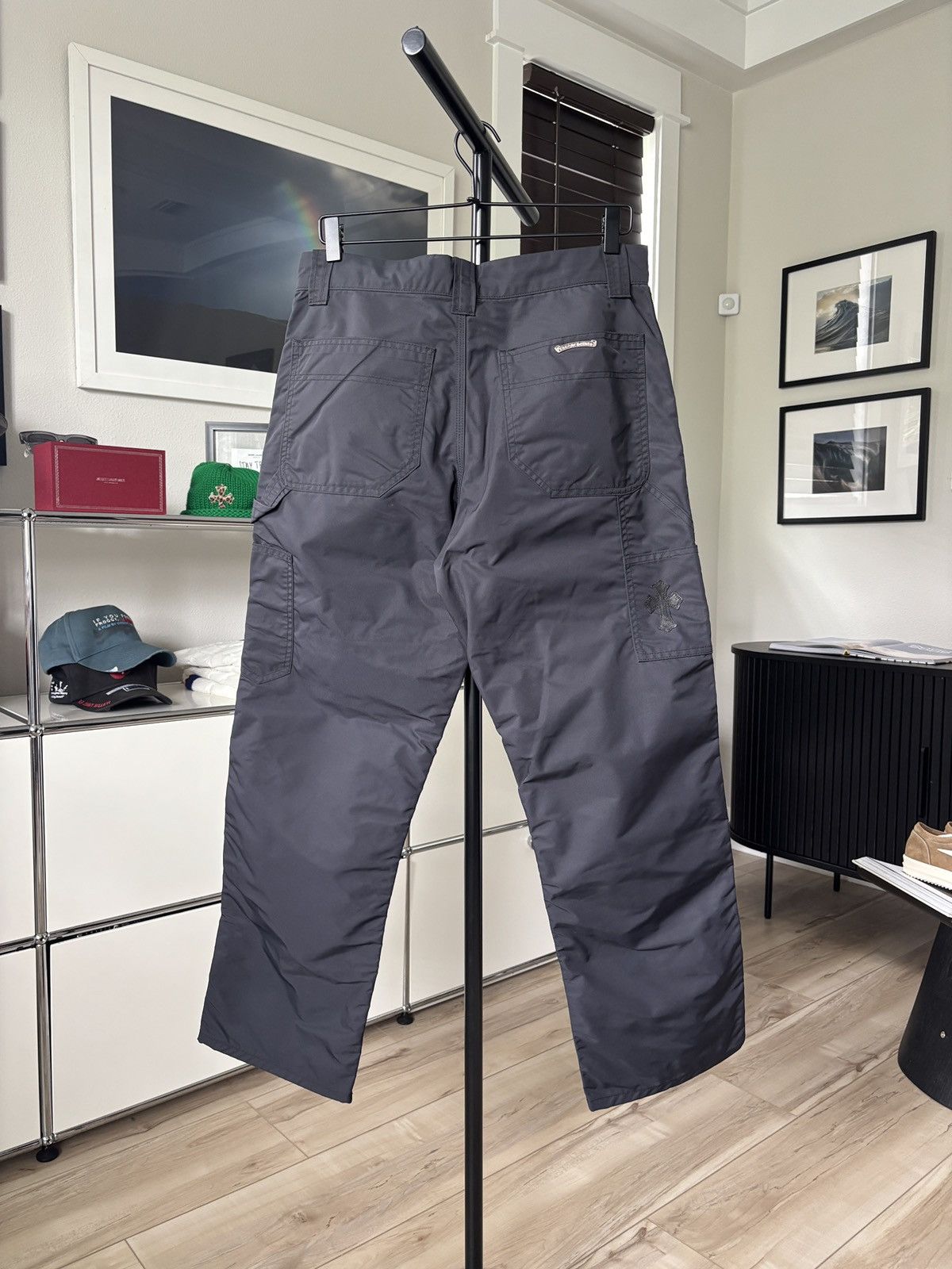 Chrome Hearts CHROME HEARTS | LEATHER CROSS PATCH NYLON CARPENTER PANTS Size US 31 - 4 Thumbnail