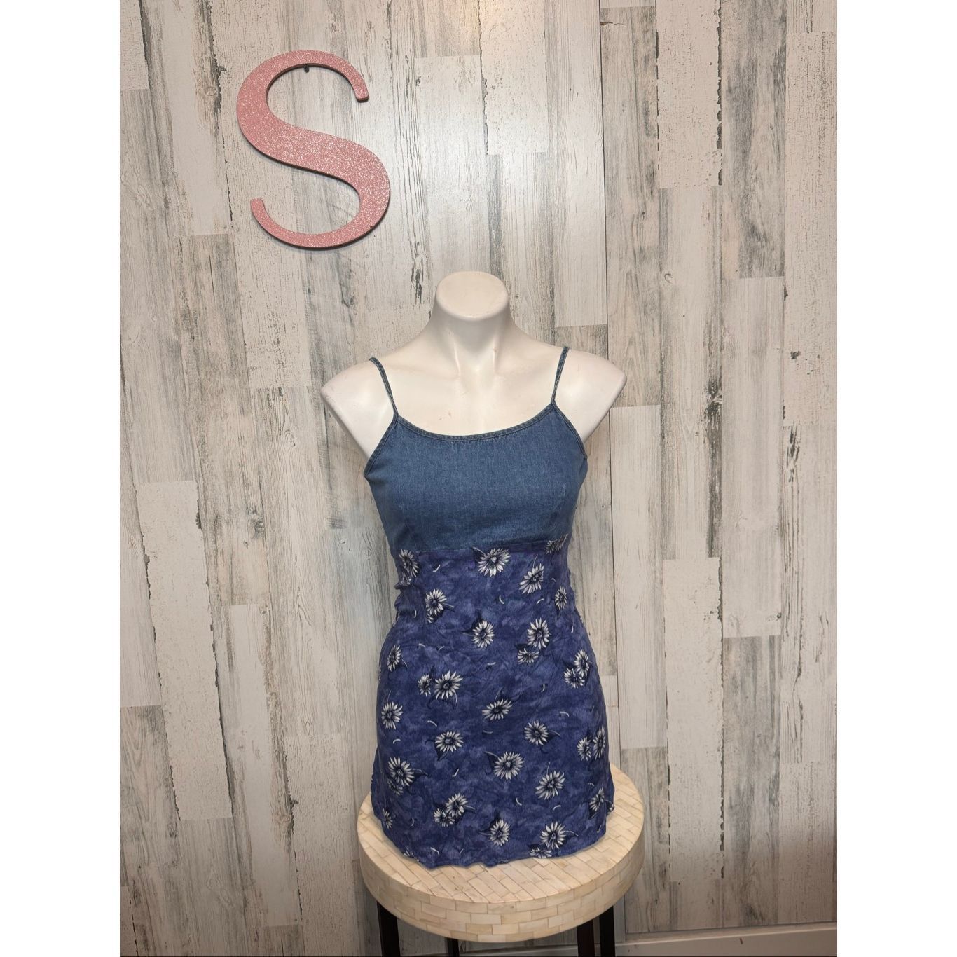 Other RB Basic Denim & Floral Sunflower Print Mini Dress Women’s S Size S / US 4 / IT 40 - 1 Thumbnail