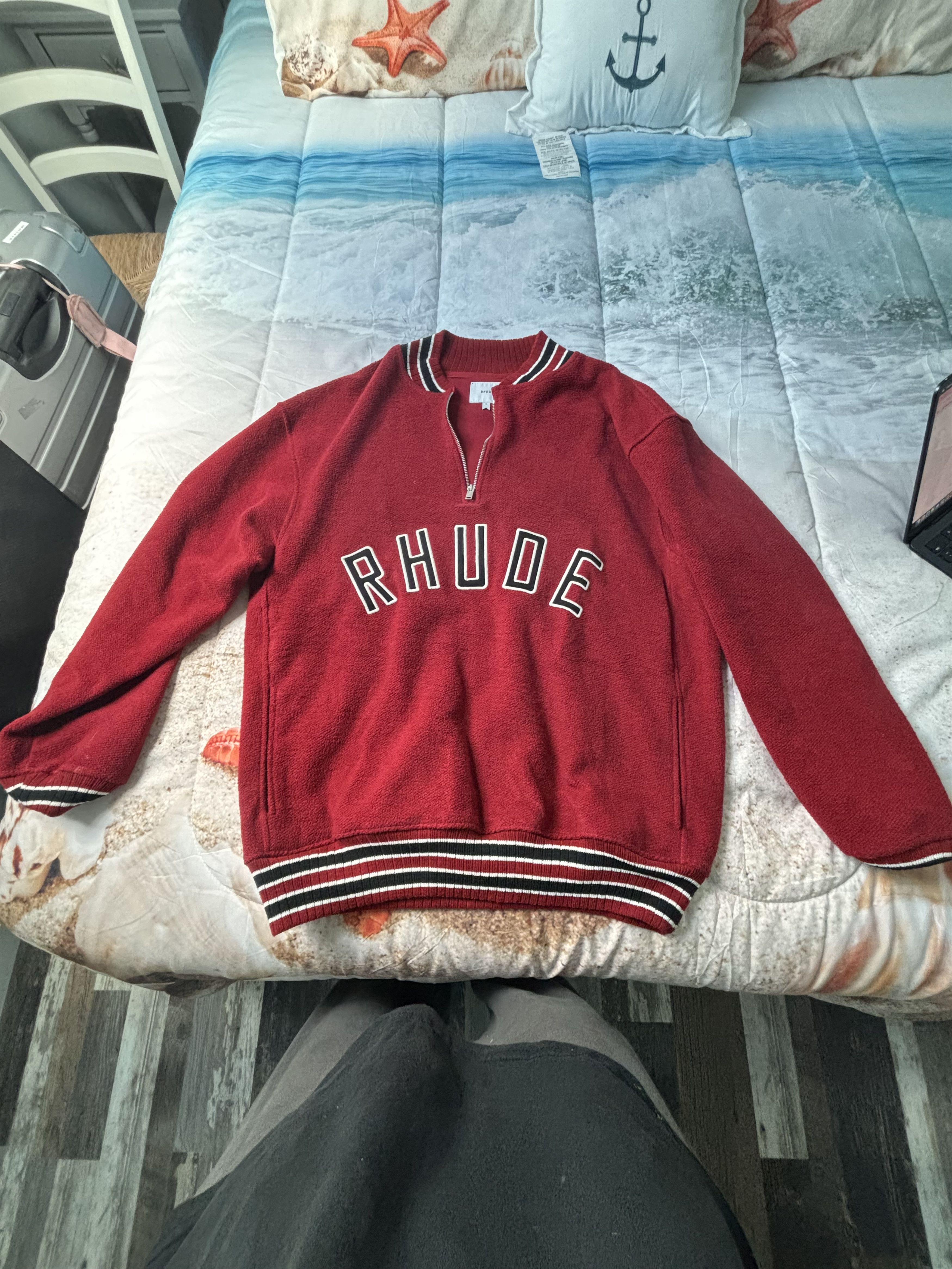 Rhude RHUDE Vintage Red 1/4 Zip Varsity Sweater Size Medium Size US M / EU 48-50 / 2 - 1 Thumbnail