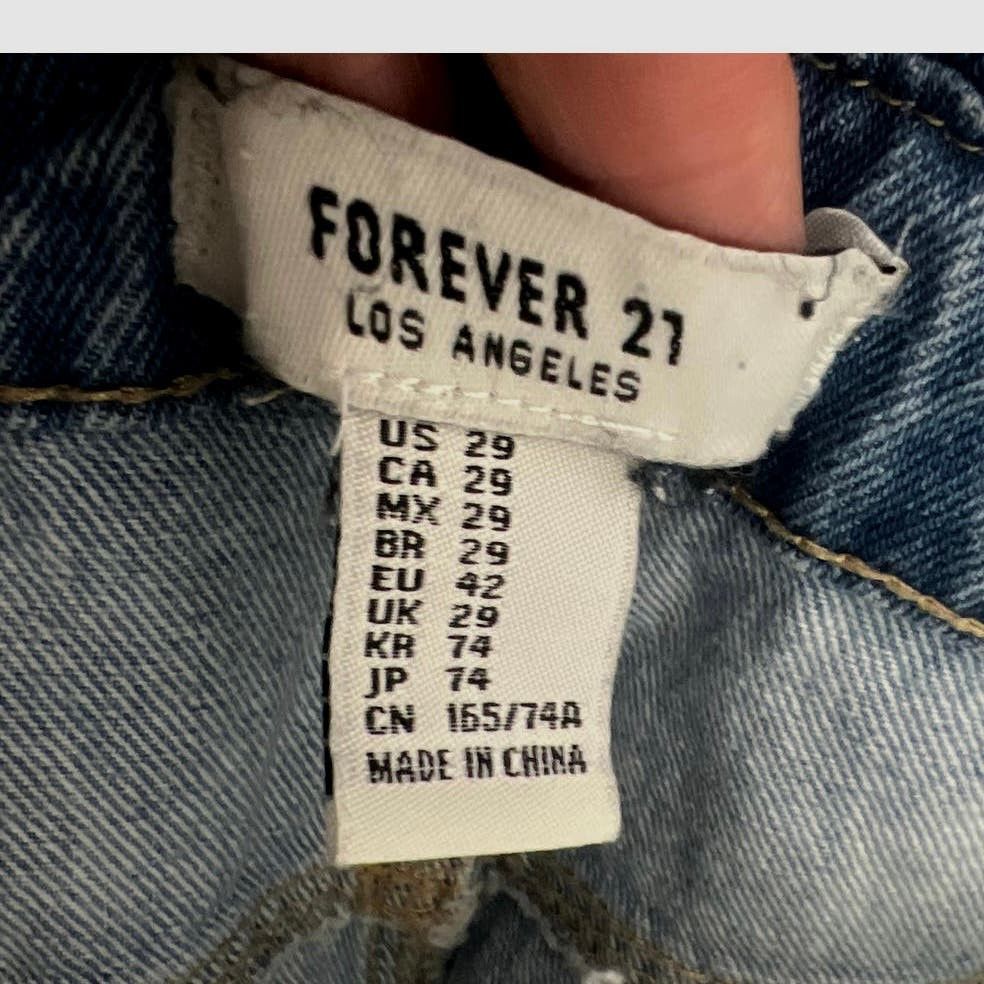 Forever 21 Light Wash Denim Skirt Overalls size 29 Forever 21 Size 29" - 8 Thumbnail