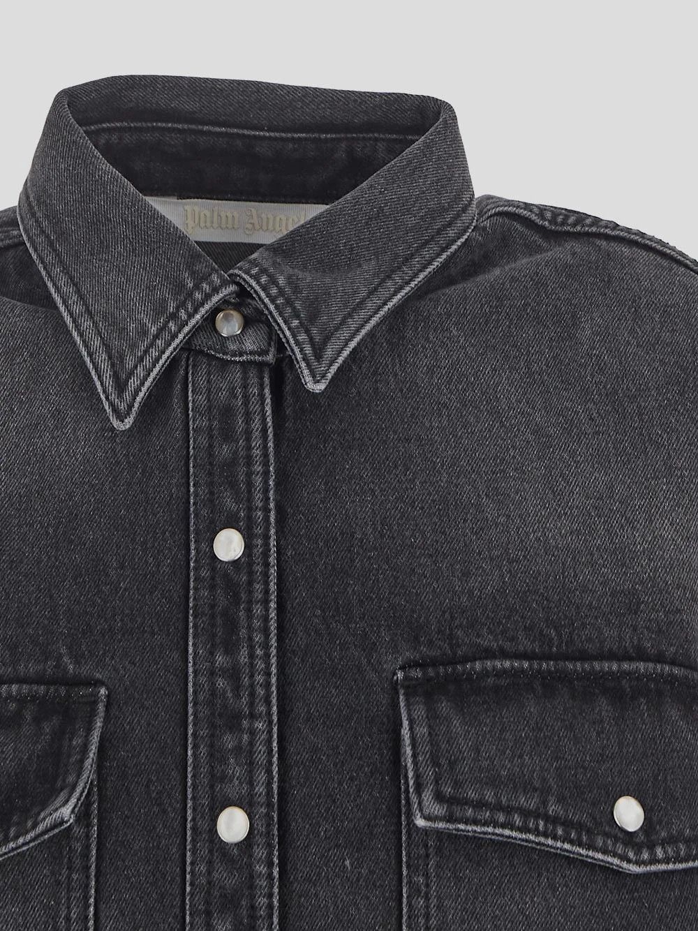 Palm Angels o1s22i1n0824 Oversized Snap-up Denim Shirt in Black Size M / US 6-8 / IT 42-44 - 3 Thumbnail
