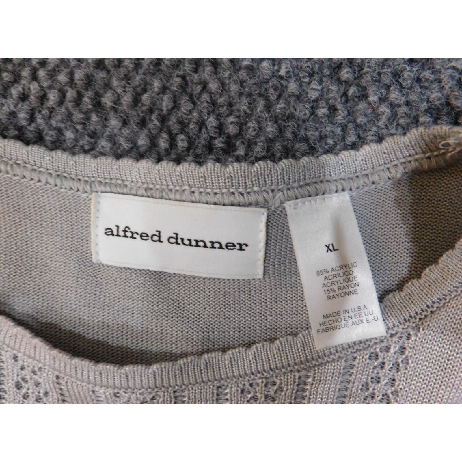 Vintage Alfred Dunner Sweater XL gray knit crewneck acrylic womens geometric Raglan Short Sleeve Pullover Size XL / US 12-14 / IT 48-50 - 4 Thumbnail