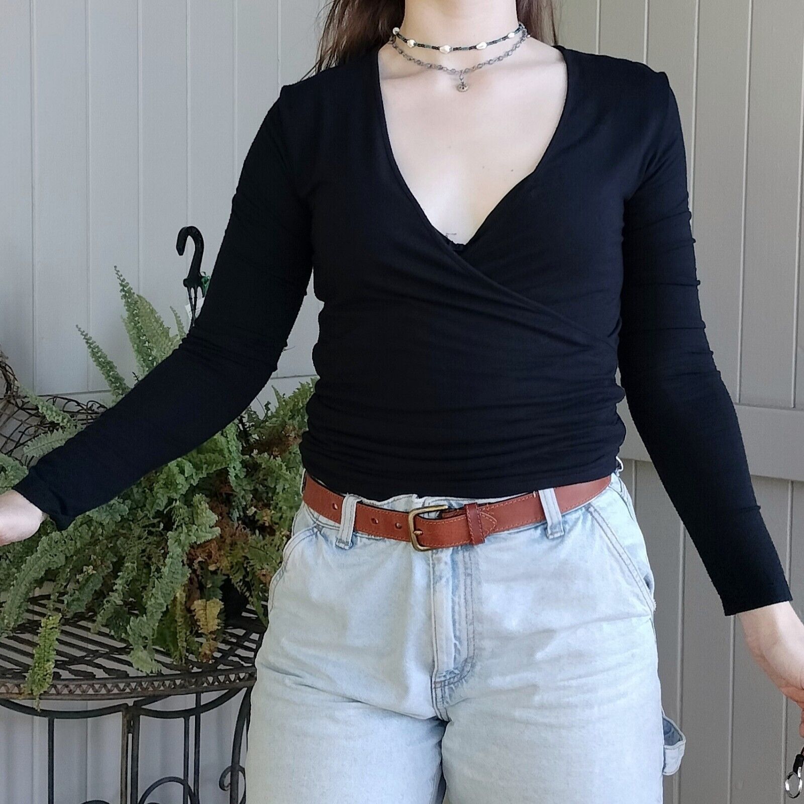 Esprit × Vintage Vintage Y2K 2000s Esprit Blouse Long Sleeve Crossover Size M / US 6-8 / IT 42-44 - 6 Thumbnail