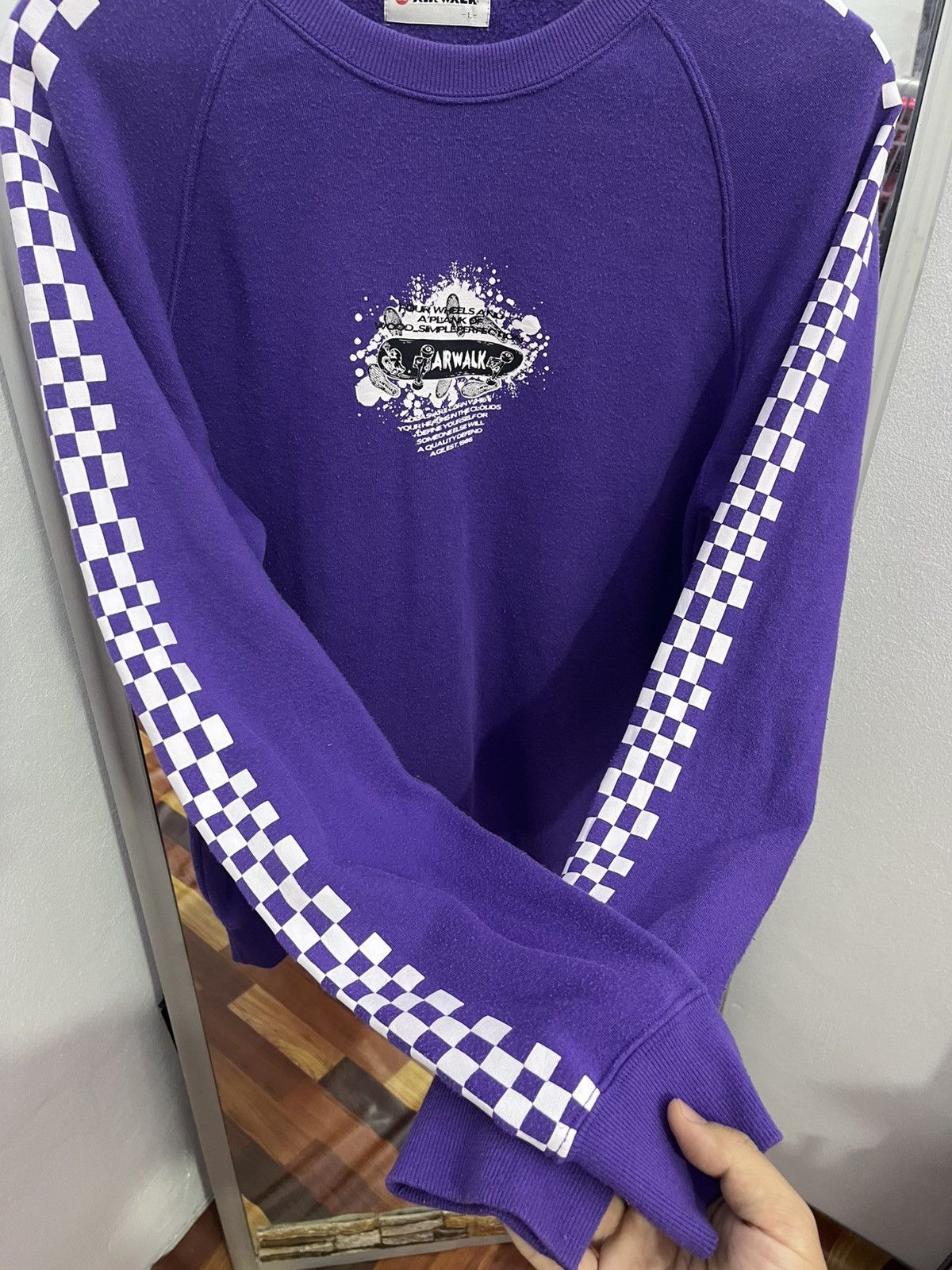 Airwalk Airwalk Checker Sleeve Crewneck Purple Skate Y2K M Size US M / EU 48-50 / 2 - 6 Thumbnail