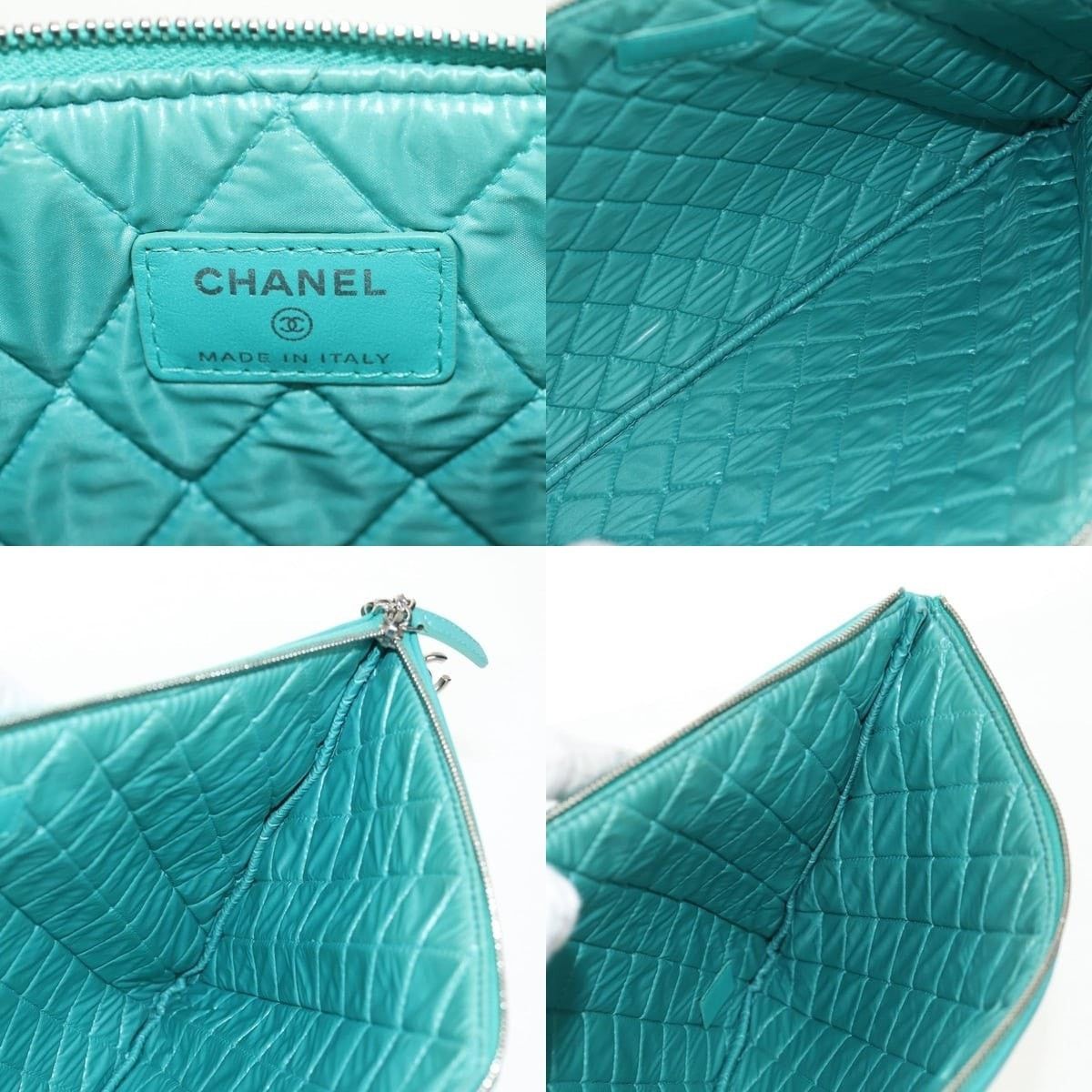 Chanel Chanel Clutch Bag Lamb Skin Emerald Green CC Size ONE SIZE - 6 Thumbnail