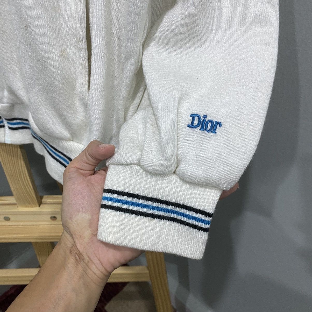 Christian Dior Monsieur Vintage Christian Dior Monsieur Striped Track Jacket White Size US XL / EU 56 / 4 - 8 Thumbnail