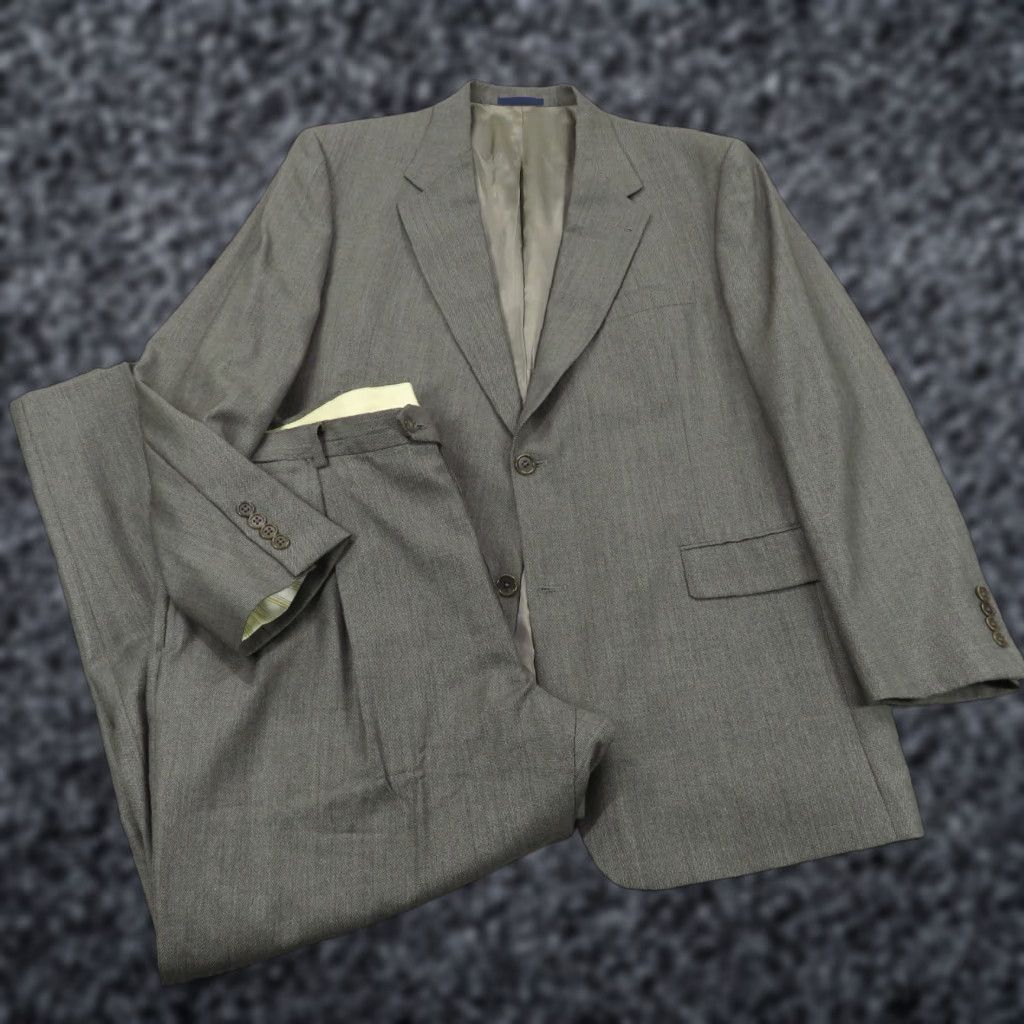 Loro Piana Daniel Cremieux Suit 44R Charcoal Loro Piana Birdseye Pleated Trousers 38x30 Wool 2 Piece Men Regular Vintage No Size 44R - 1 Thumbnail