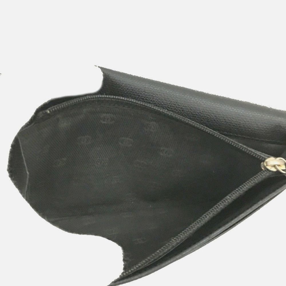 Chanel CHANEL Coco Button Leather Long Bifold Wallet Black 100% Au Size ONE SIZE - 8 Thumbnail