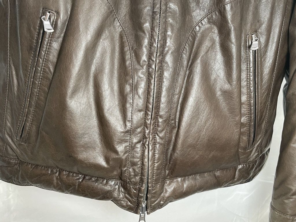 Brunello Cucinelli BRUNELLO CUCINELLI Brown Leather Nylon Blue Bomber Jacket Size US L / EU 52-54 / 3 - 9 Thumbnail