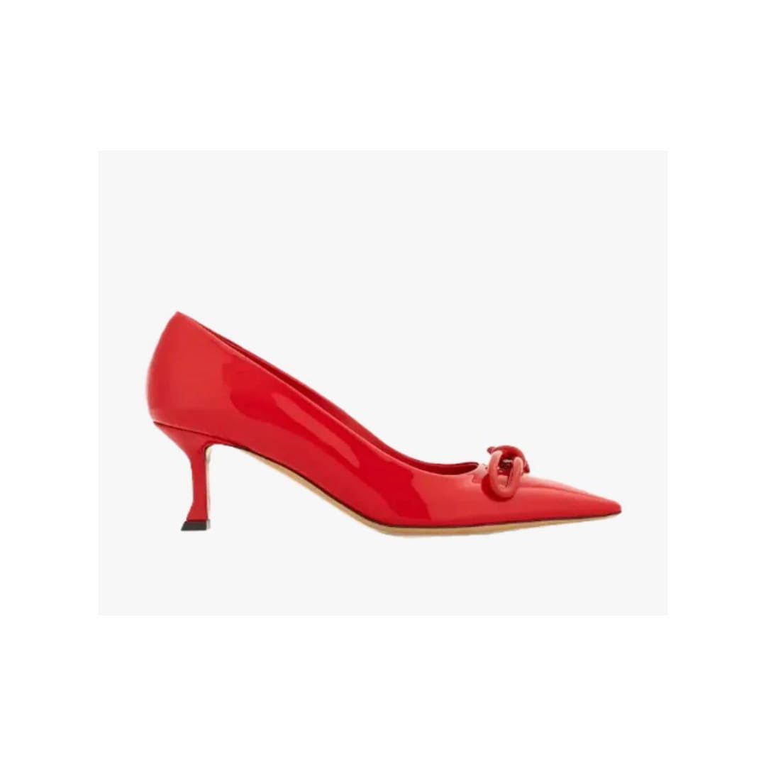 Salvatore Ferragamo o1s1rm0924 Asymmetric Bow Pumps in Red Size US 6.5 / IT 36.5 - 1 Thumbnail