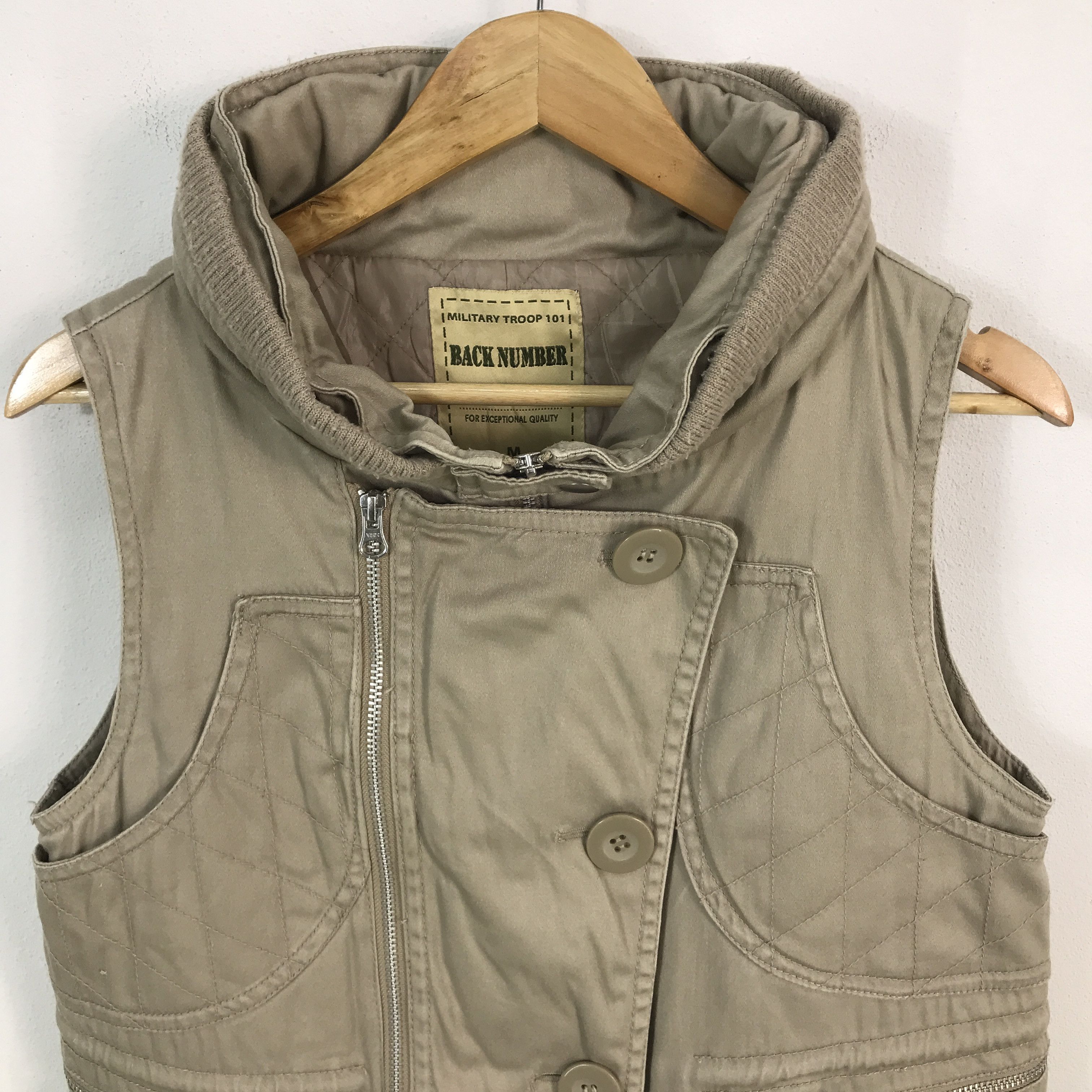 Japanese Brand back number Punk khaki zipper button vests jacket Size US M / EU 48-50 / 2 - 4 Thumbnail