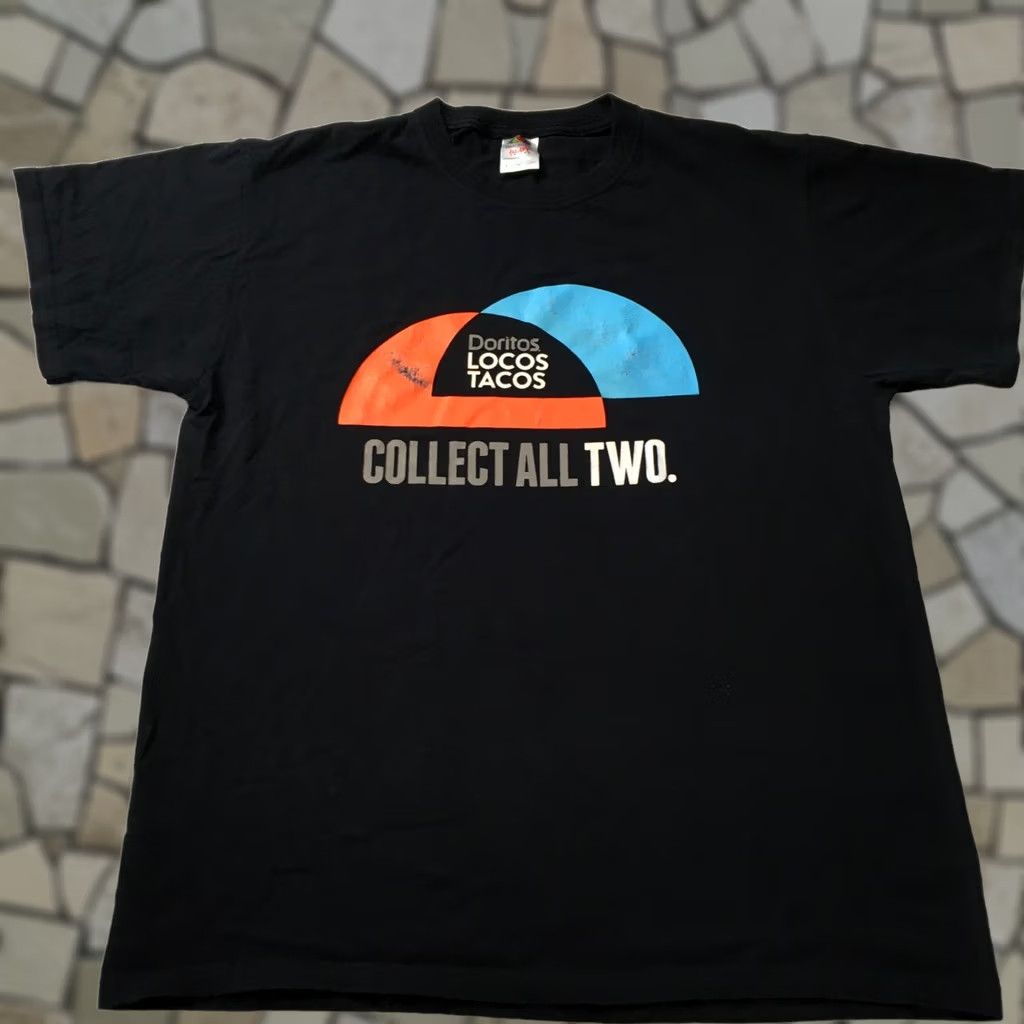 Fruit Of The Loom y2k Doritos Locos Tacos Taco Bell Promo Graphic Shirt Collect All Two Men's Lg Shirt Mens L Black 90s Streetwear Skater Vintage y2k 2000s Fashion Size US L / EU 52-54 / 3 - 1 Thumbnail