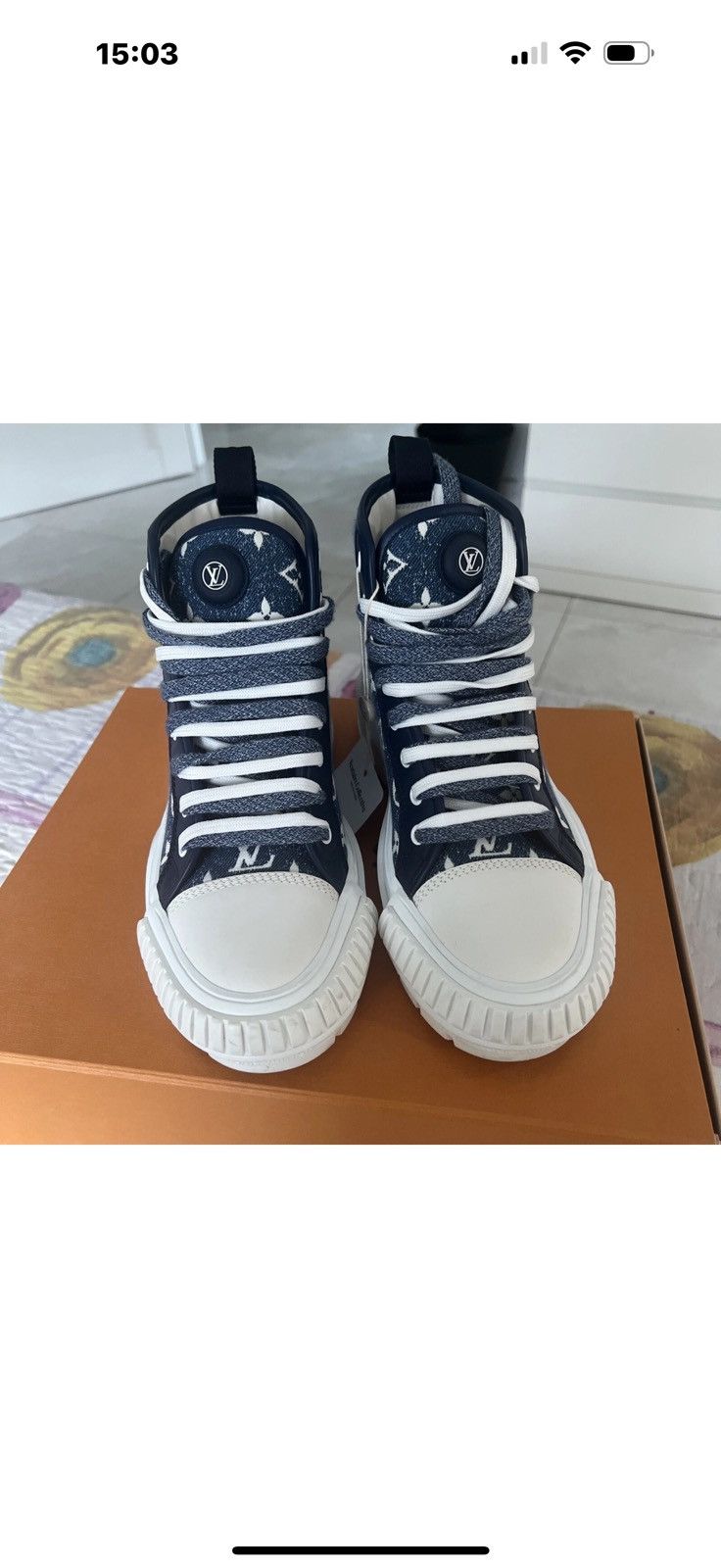Louis Vuitton Louis Vuitton Squad Snickers Boot Monogram Denim NavyBlue Size US 8 / IT 38 - 2 Thumbnail
