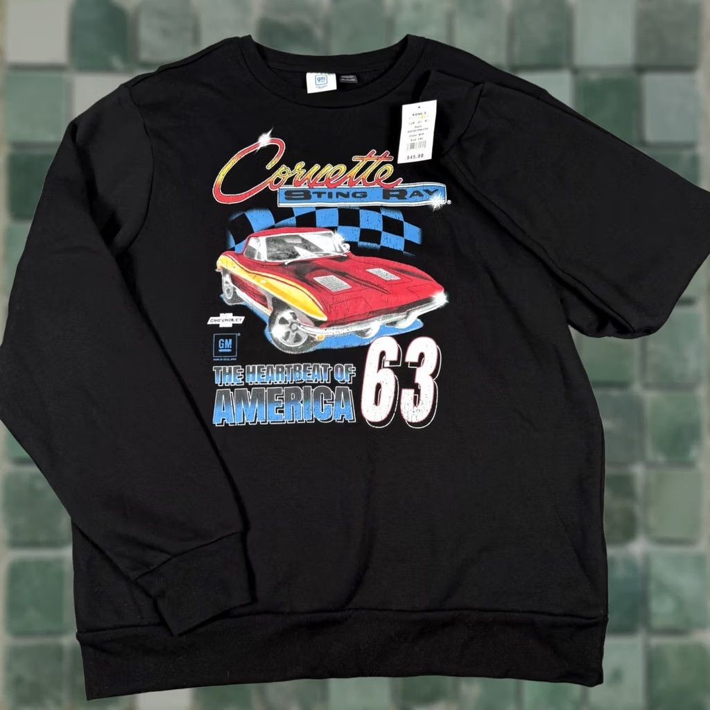 Vintage Mens 2XL Corvette Stingray 63 Sweatshirt Graphic Print Crew Neck Black Vintage? No Size US XXL / EU 58 / 5 - 1 Thumbnail