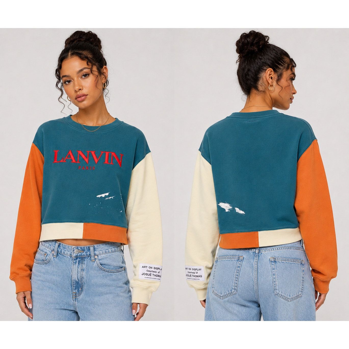 Lanvin Gallery Dept. x Lanvin Orange Cream & Teal Logo Sweatshirt S Size S / US 4 / IT 40 - 4 Thumbnail