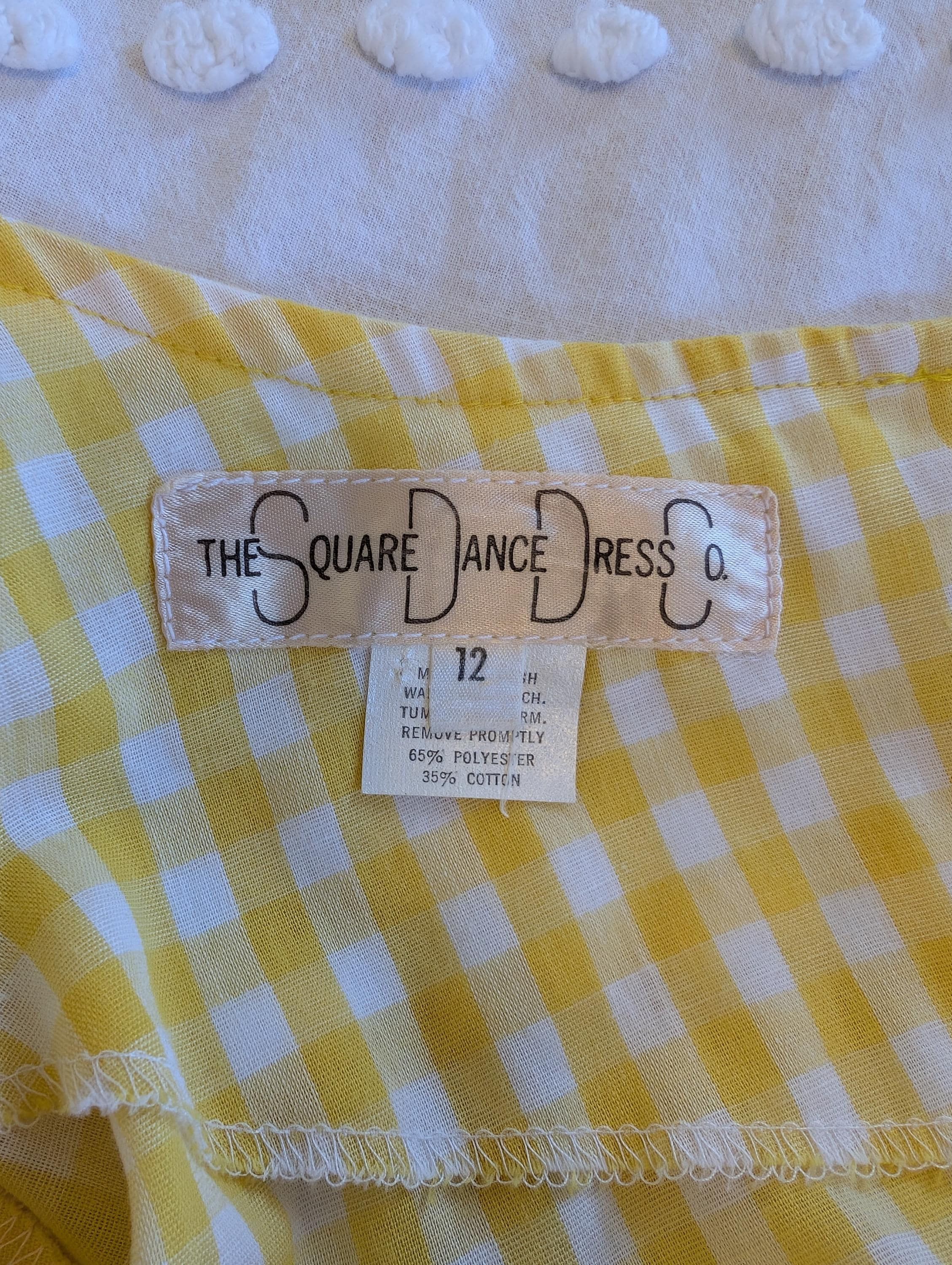 Vintage 1970s Yellow Gingham Square Dance Dress - Country Western Size M / US 6-8 / IT 42-44 - 6 Thumbnail