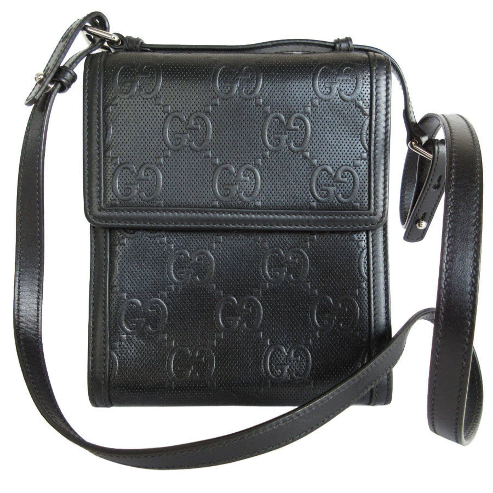 Gucci GUCCI Shoulder Bag GG Embossed Leather Black Silver Men's 625782 s0052j Size ONE SIZE - 1 Thumbnail