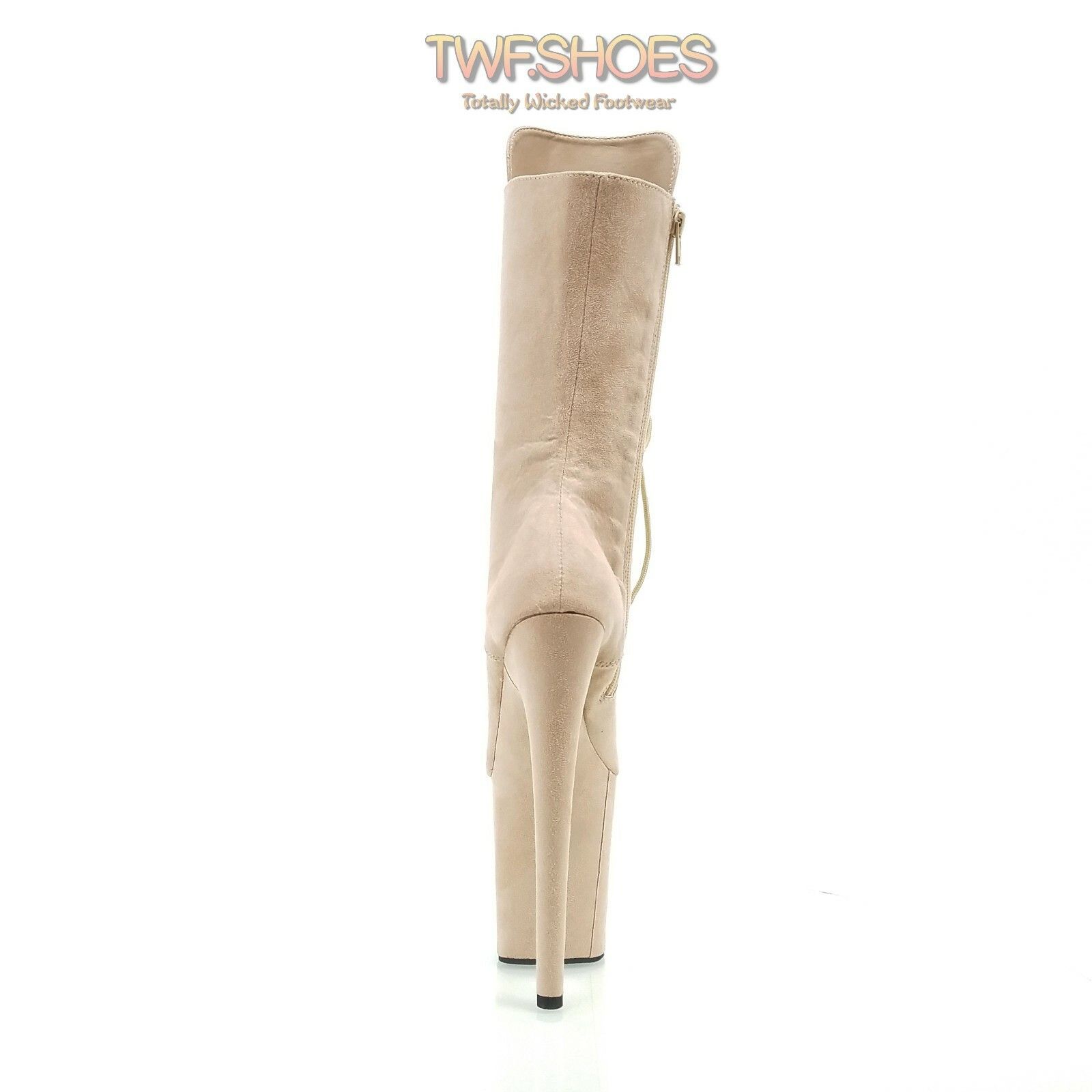 Other Flamingo 1050FS Beige Vegan Suede 8" Heel Platform Mid Calf Size US 11 / IT 41 - 8 Thumbnail