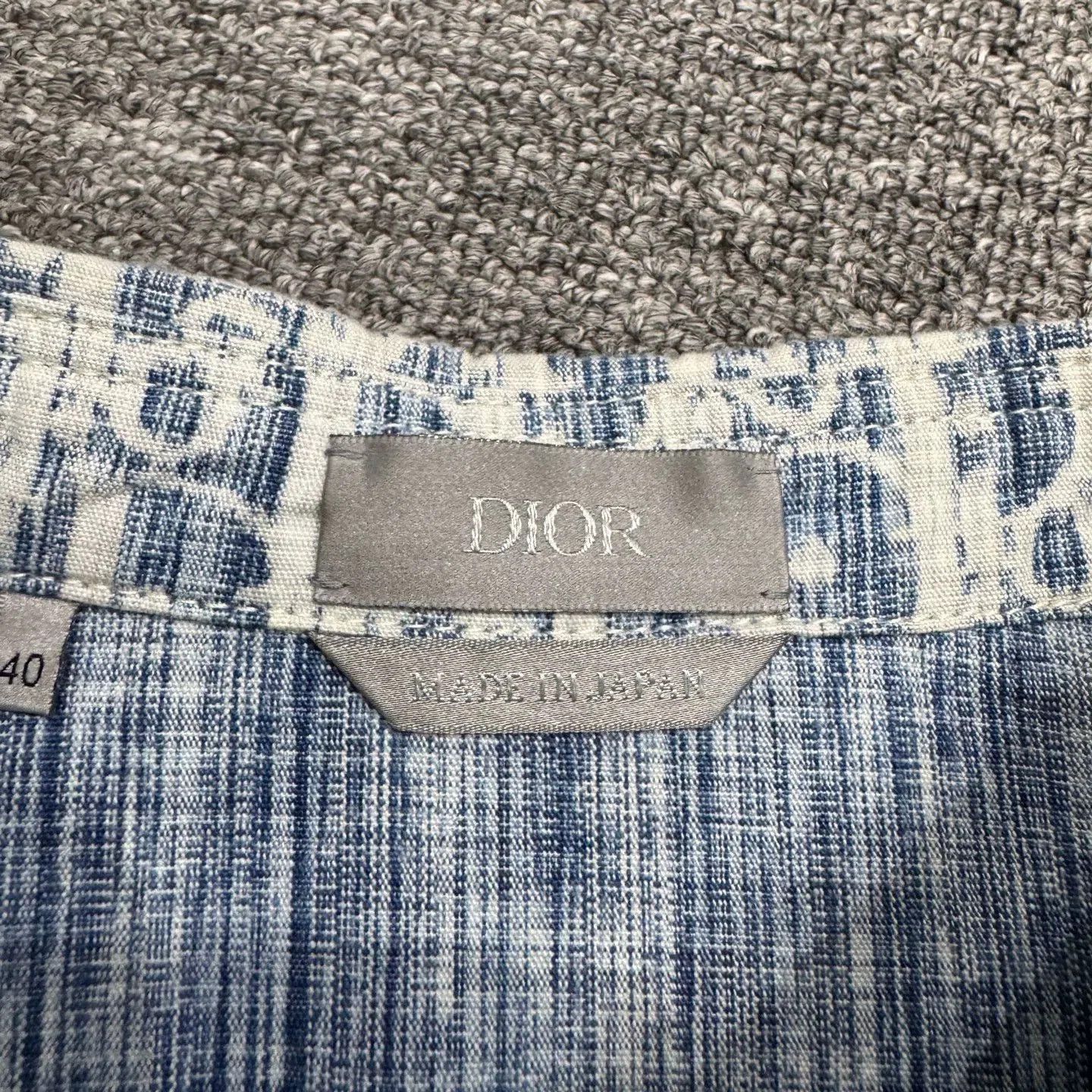 Dior Blue Patterned Long-Sleeve Button-Up Shirt. Size US M / EU 48-50 / 2 - 2 Thumbnail