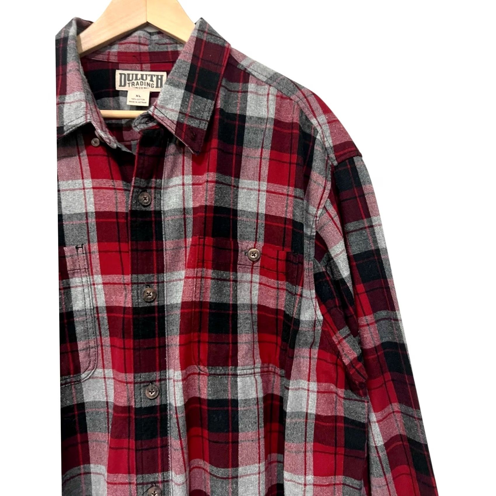 Duluth Trading Company Duluth Trading Co Free Swingin' Flannel Plaid Button Up Shirt XL Red Gray Unisex Adults Long Sleeve Regular Size XL Mens Womens Size US XL / EU 56 / 4 - 2 Thumbnail