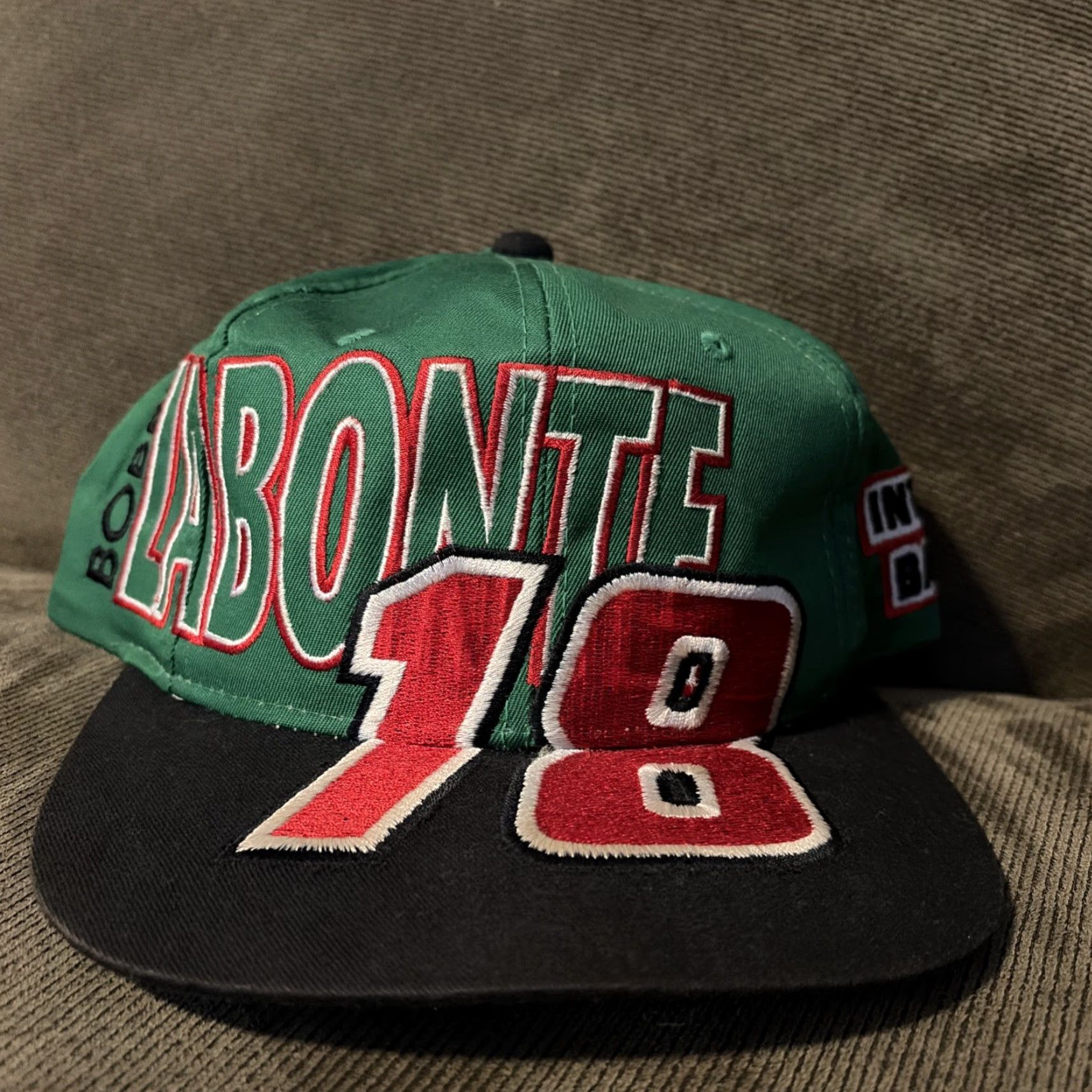 Chase Authentics VINTAGE Bobby Labonte Interstate Batteries Green SnapBack Hat NASCAR Racing Chase Authentics Men One Size Green Hats Mens Size ONE SIZE - 2 Thumbnail