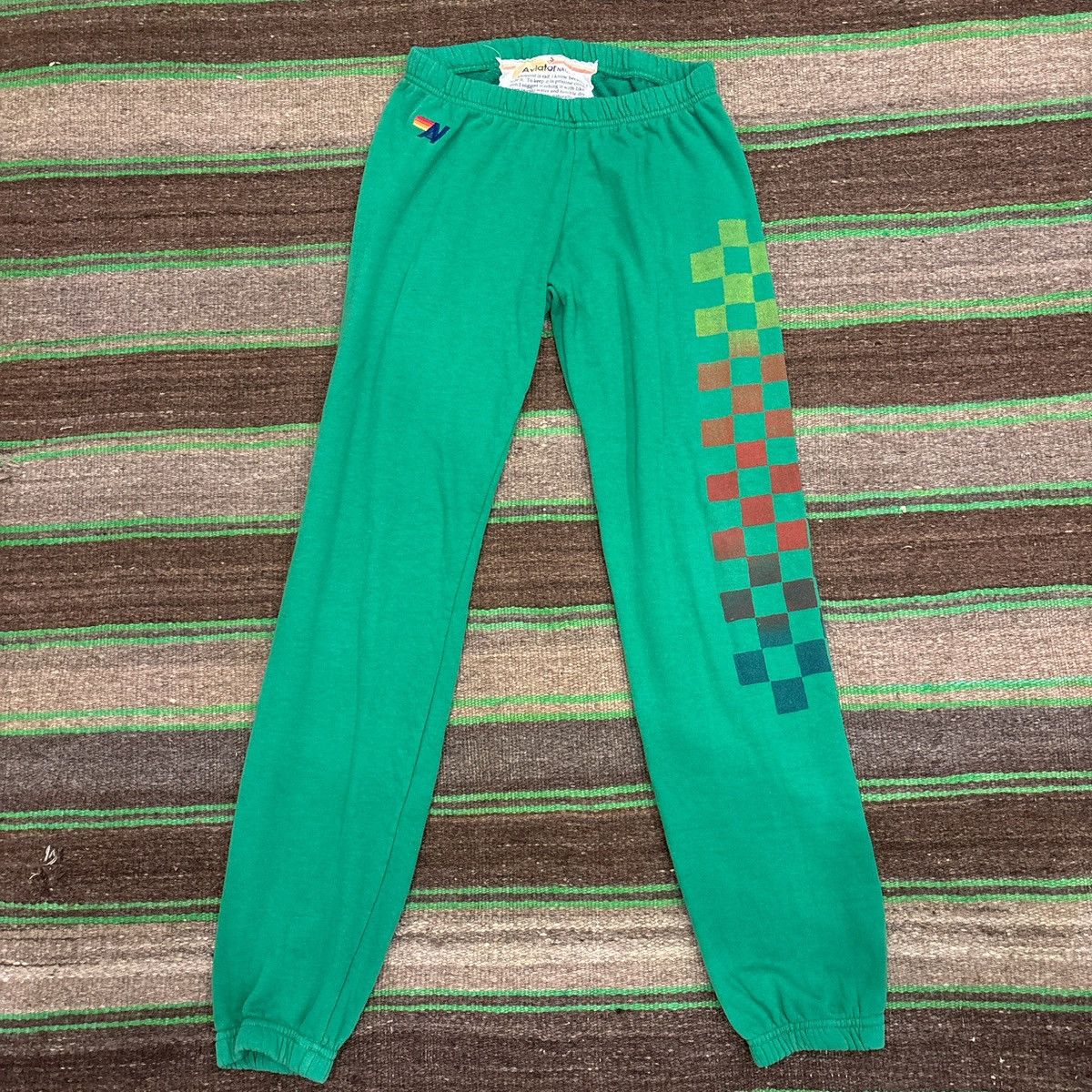 Aviator Nation Green multi colored checkers sweatpants Size 28" / US 6 / IT 42 - 4 Thumbnail