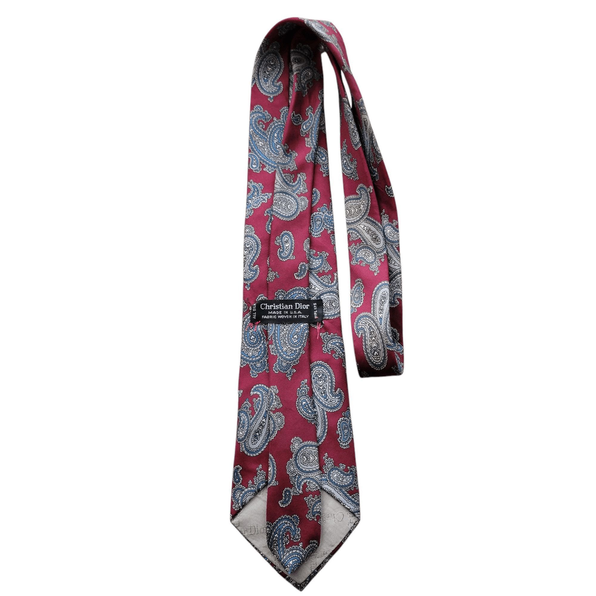 Christian Dior Monsieur Christian Dior Men's Silk Fabric Woven Tie 3.5" Width 60" Size ONE SIZE - 2 Thumbnail