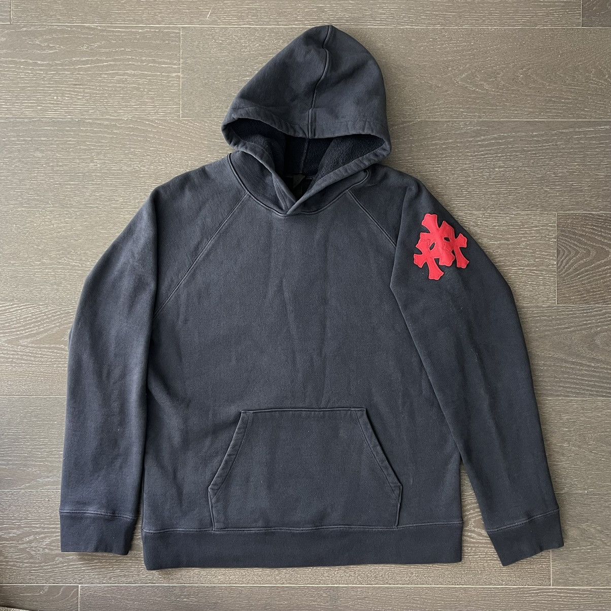 Pre-owned Chrome Hearts Paper Jam Leather Cross Patch Hoodie In Black