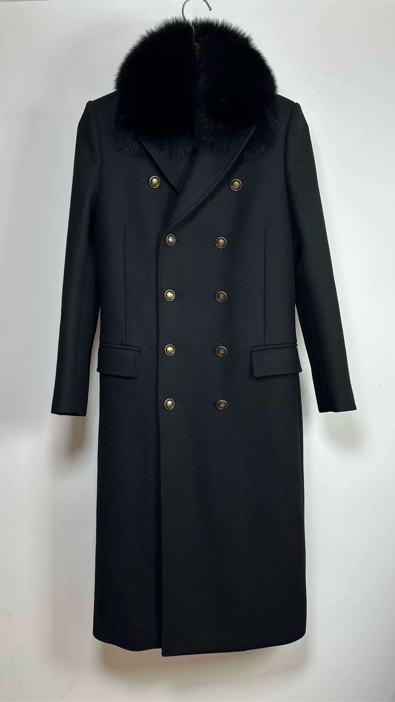 Yves Saint Laurent Saint Laurent Solid color fur collar double-breasted coat Size XS / US 0-2 / IT 36-38 - 1 Thumbnail