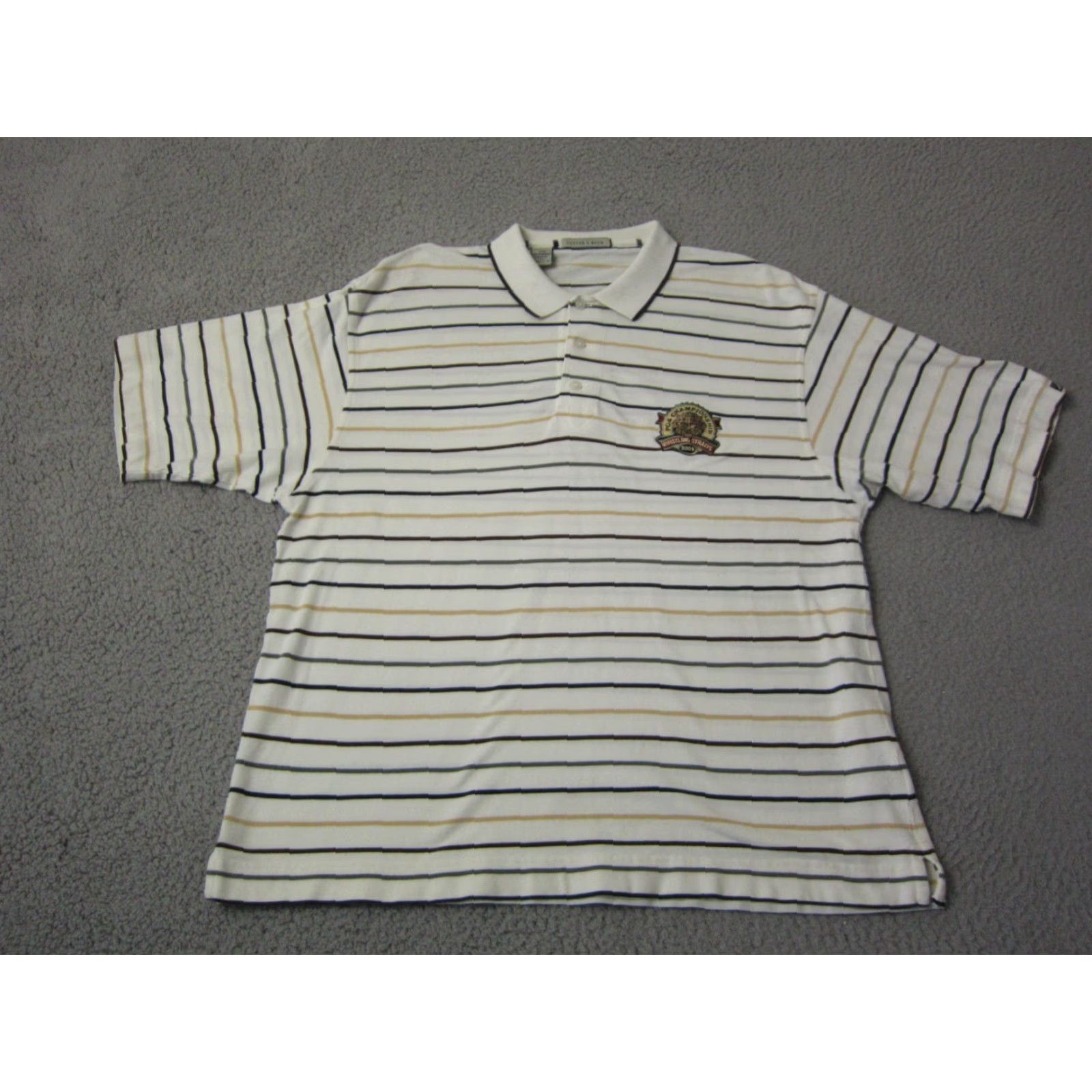 PGA Tour VINTAGE PGA TOUR Polo Shirt Mens Adult M White Striped 90s Outdoor Logo Athletic Short Sleeve Club Shirt Size US M / EU 48-50 / 2 - 2 Thumbnail
