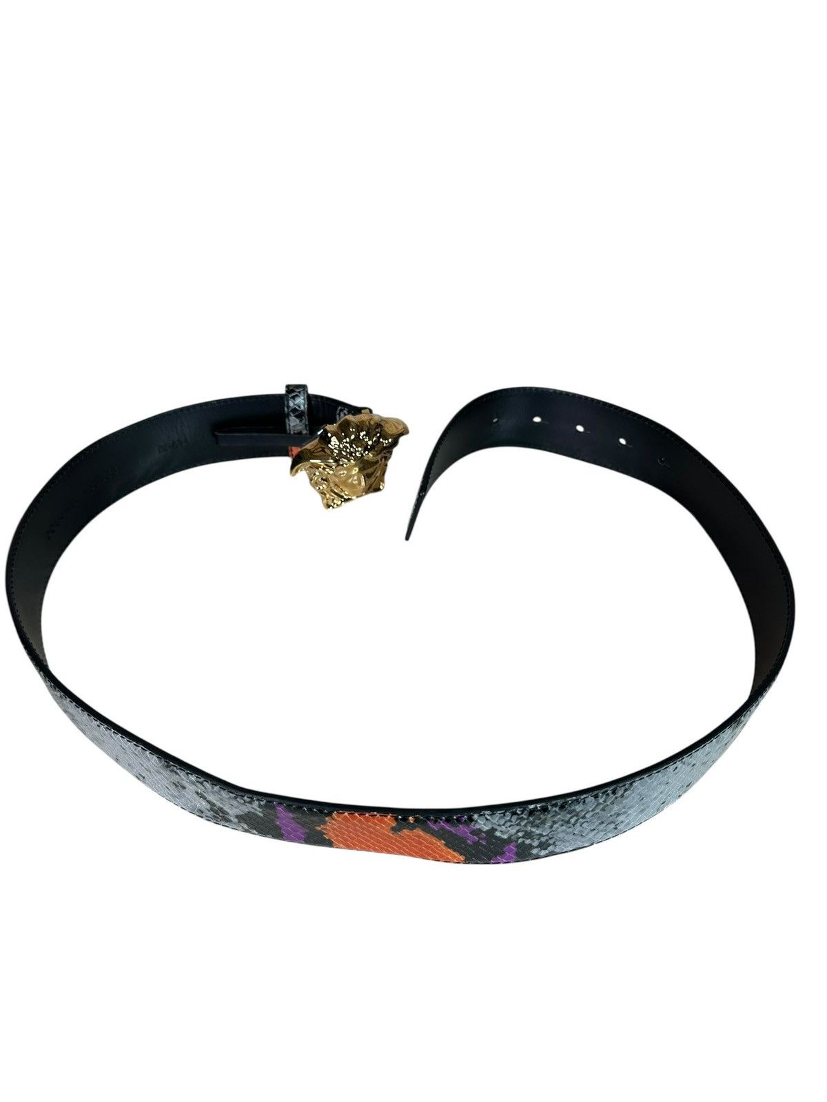 Versace Versace Python-Print Medusa Belt Unisex Size ONE SIZE - 3 Thumbnail