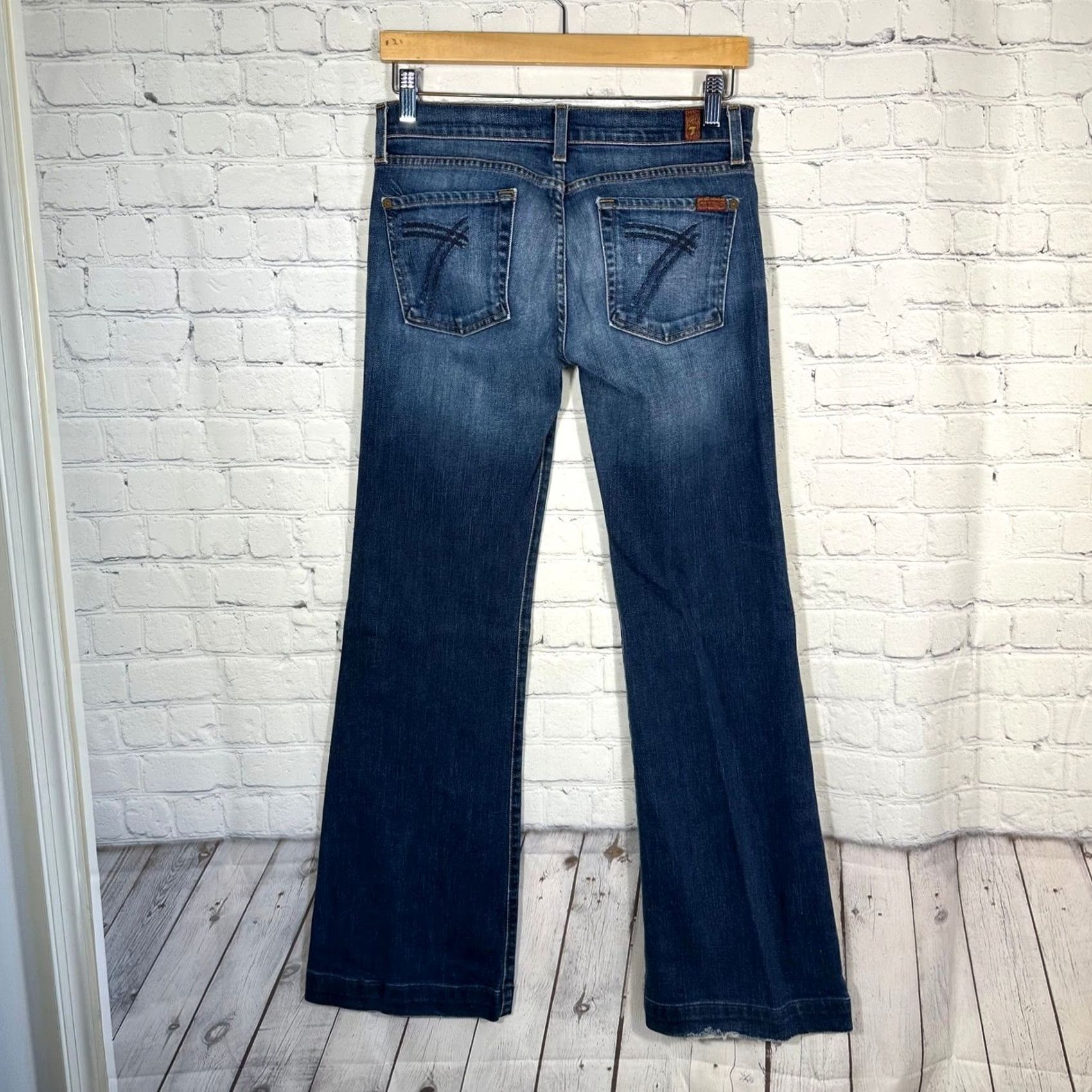 7 For All Mankind 7 For All Mankind Dojo Jeans Wide-Leg Flare 29 Medium Wash Denim Womens Regular Inseam 33" Size 29" - 7 Thumbnail