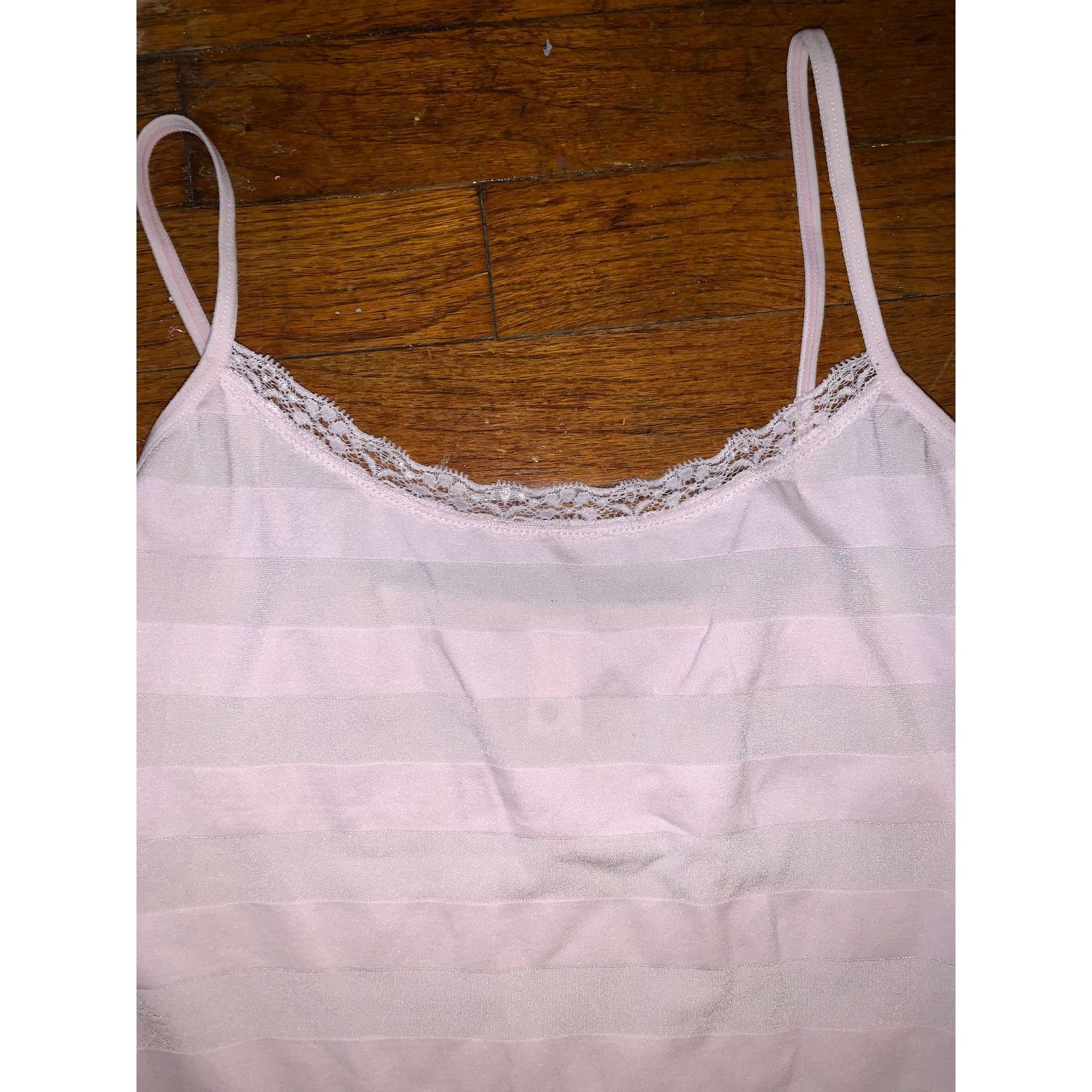 Other Nouvelle Seamless Camisole XL Pink Stripe Lace Trim Tank Top Size XL / US 12-14 / IT 48-50 - 3 Thumbnail