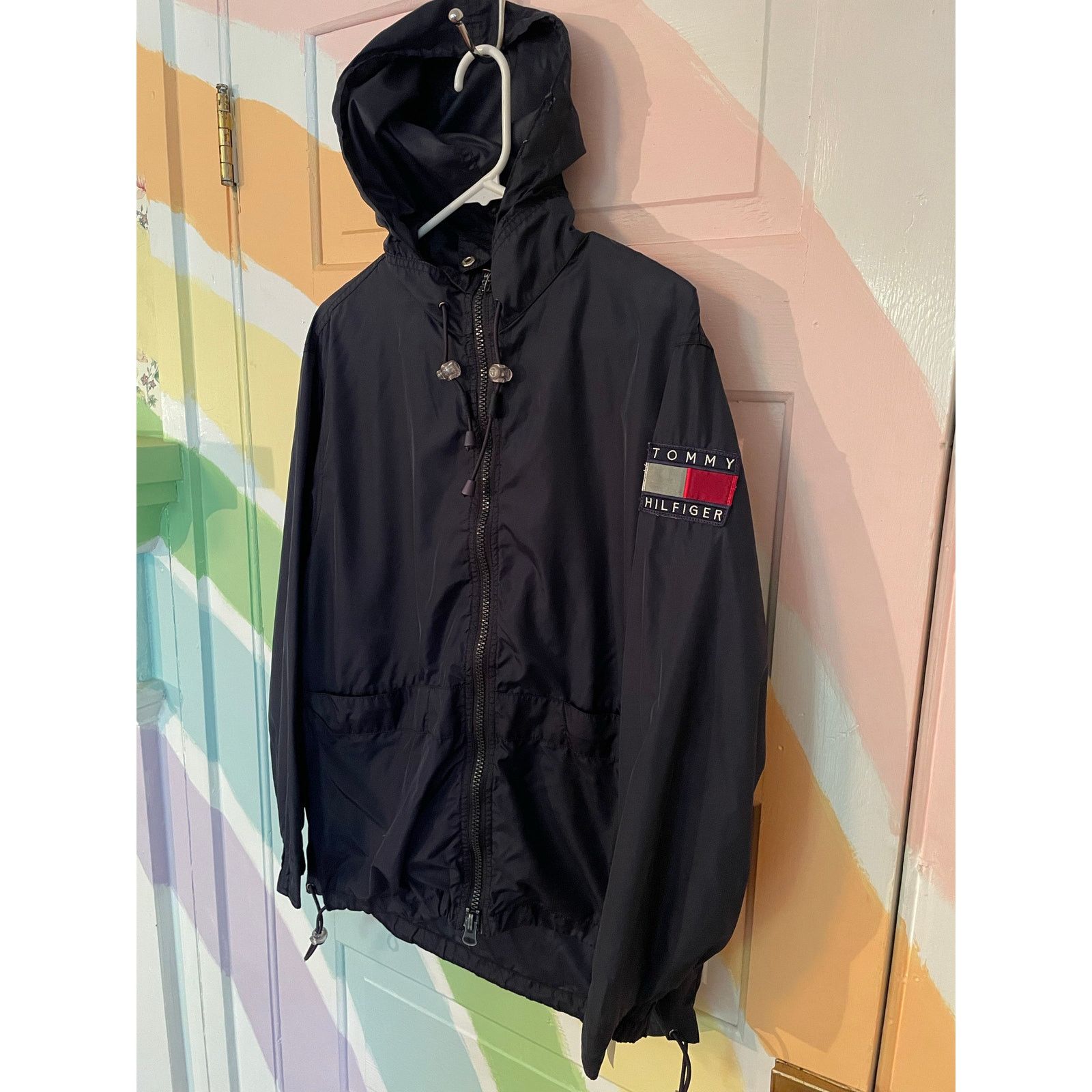 Tommy Hilfiger Vintage Tommy Hilfiger Hooded Windbreaker Navy Size M Y2K Size US M / EU 48-50 / 2 - 2 Thumbnail