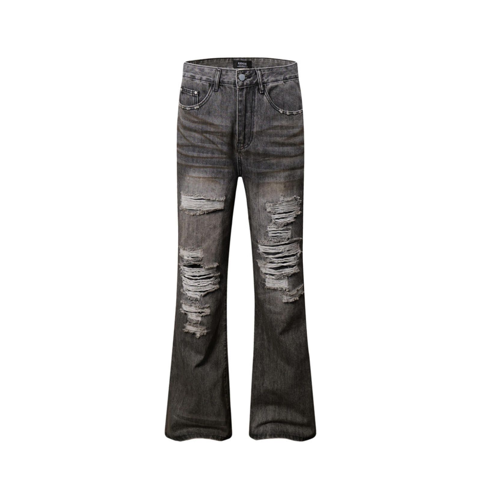 Vintage Gray Distressed Flare Jeans Size US 32 / EU 48 - 2 Thumbnail