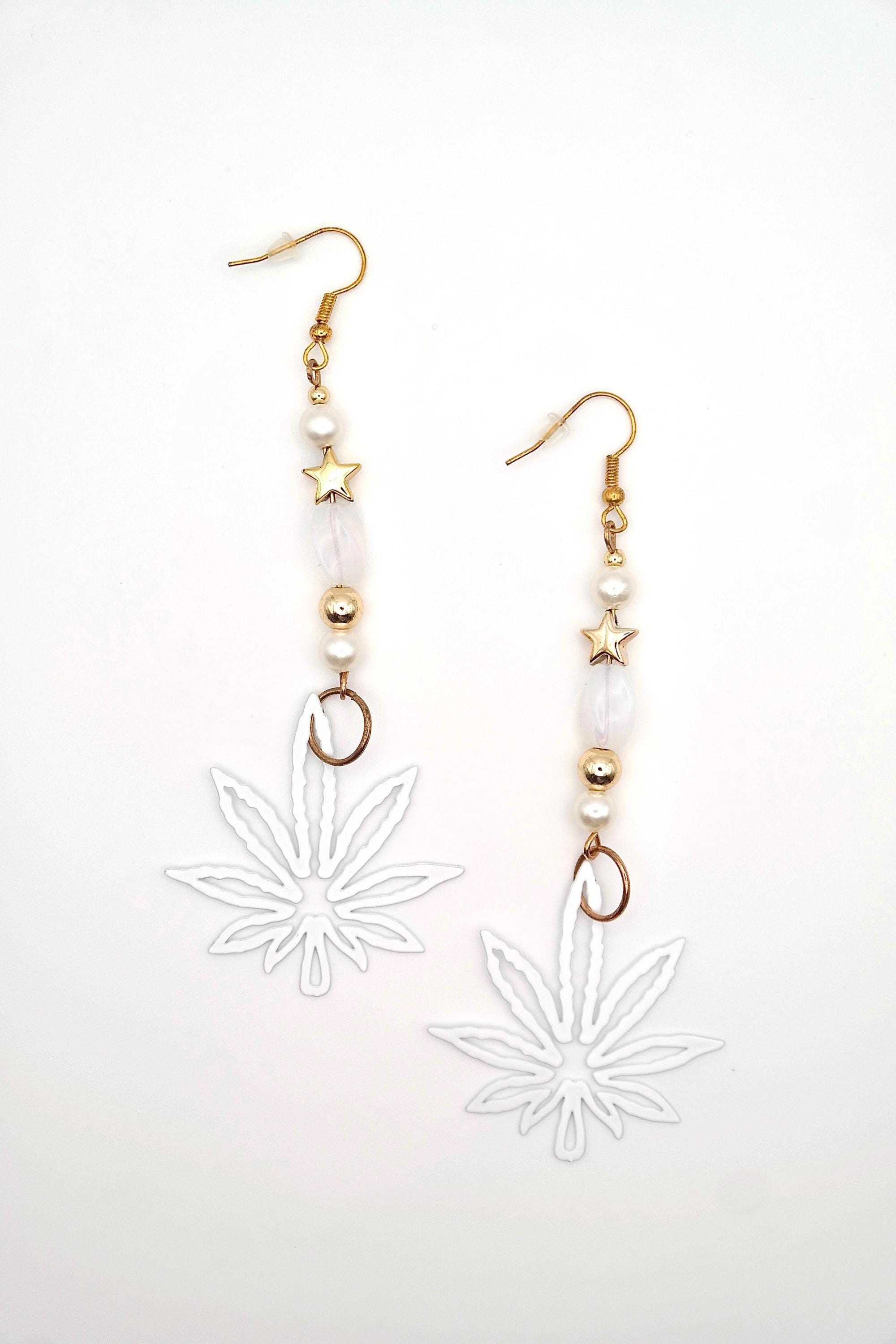 Handmade Colorful 420 Leaf Earrings Size ONE SIZE - 5 Thumbnail