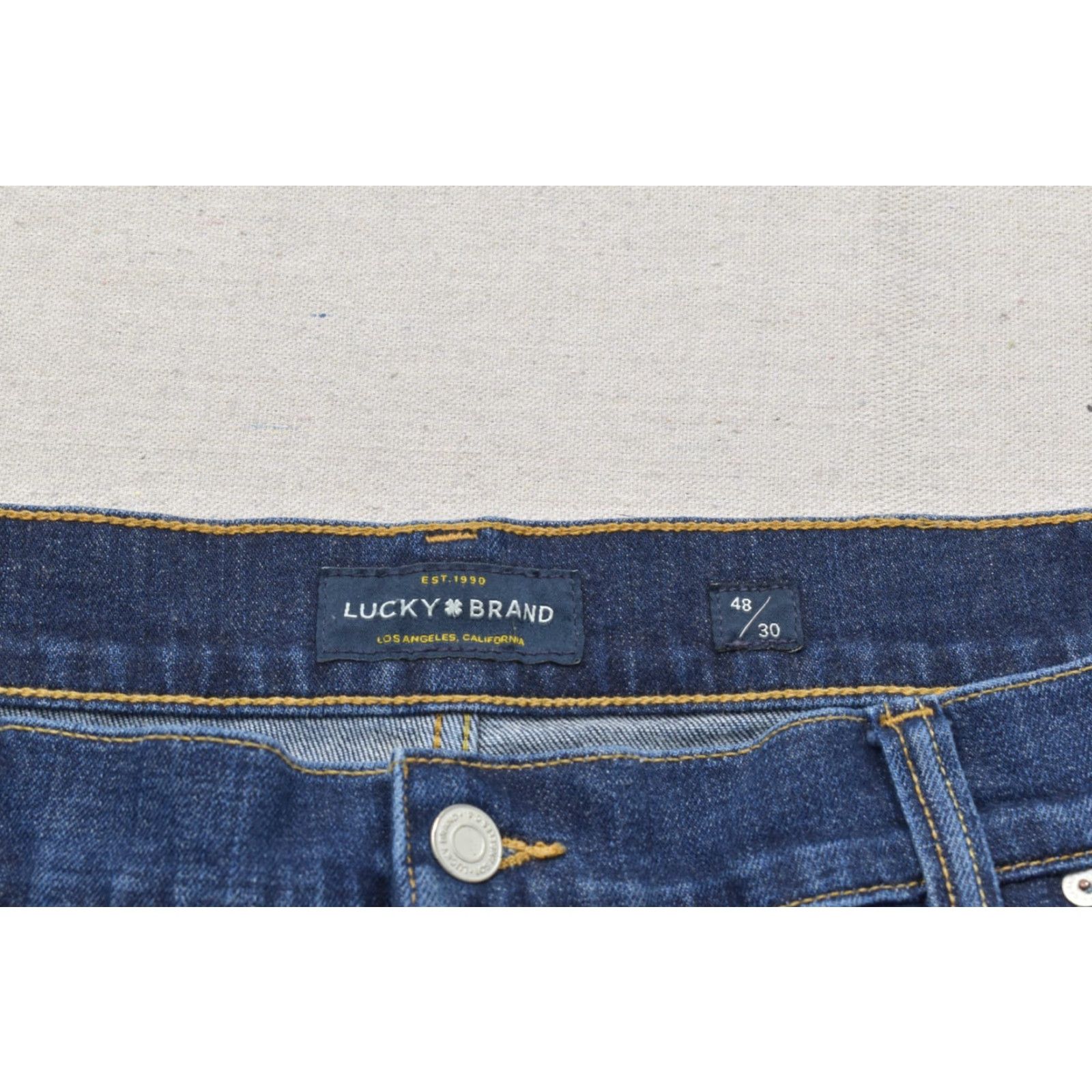 Lucky Brand Lucky Brand 410 Athletic Fit Jeans Men 48x30 Dark Wash Stretch Denim Straight 5-Pocket Regular Inseam 30 Color Blue Mens Size US 32 / EU 48 - 6 Thumbnail