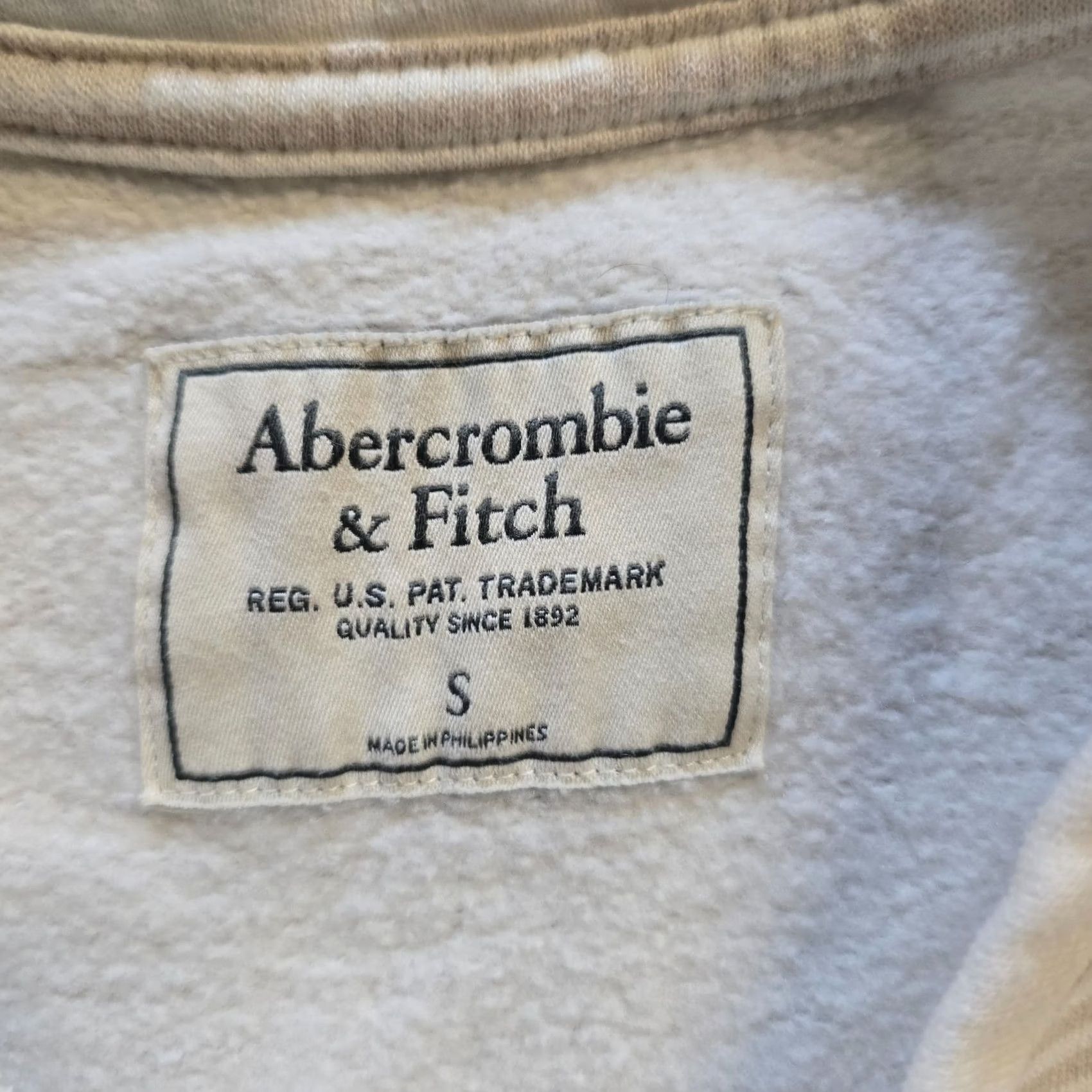 Abercrombie & Fitch Abercrombie & Fitch Sweatshirt Women Small Beige White Striped Logo Lounge Crew Neck Pullover Sweatshirt Size S / US 4 / IT 40 - 4 Thumbnail