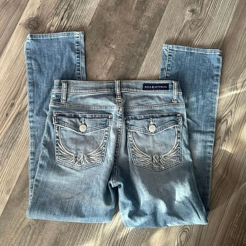 Rock & Republic rock&republic light blue wing embroidered skinny jeans Size 28" / US 6 / IT 42 - 2 Thumbnail