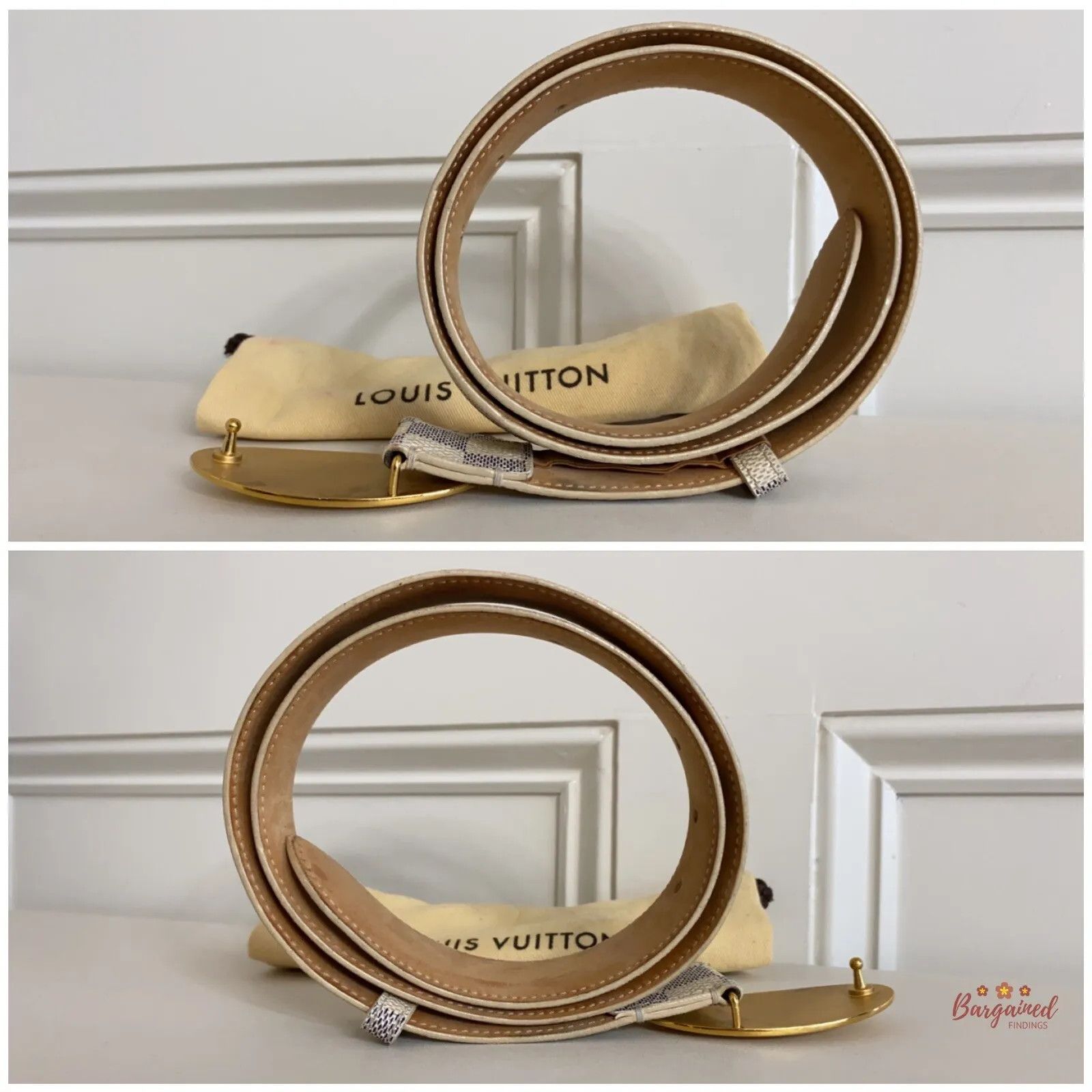 Louis Vuitton Louis Vuitton Damier Azur Canvas Leather Voyage Belt Size 28 - 6 Thumbnail