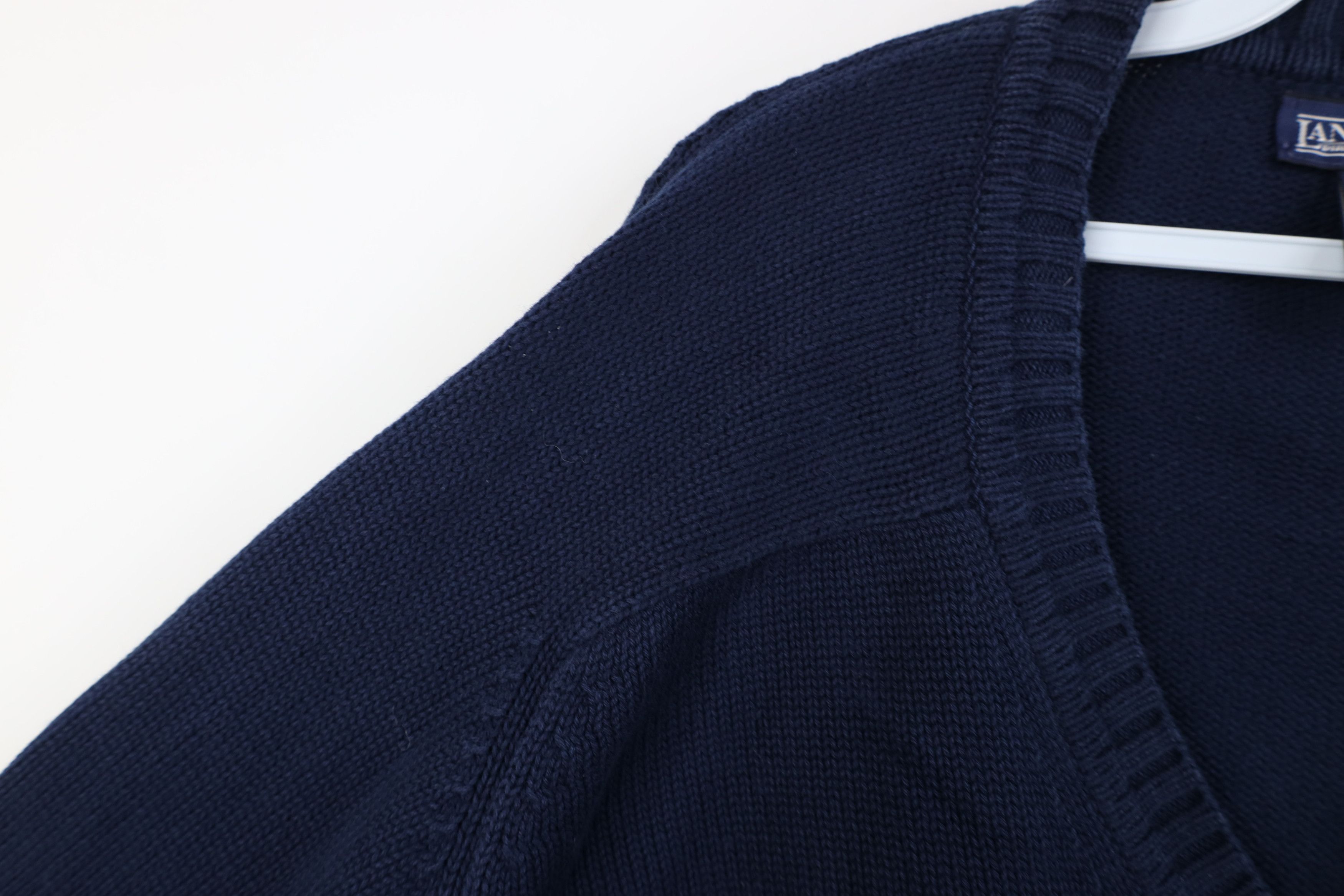Lands' End Vintage 90s Lands End Ribbed Knit V-Neck Sweater Blue USA Size US L / EU 52-54 / 3 - 5 Thumbnail
