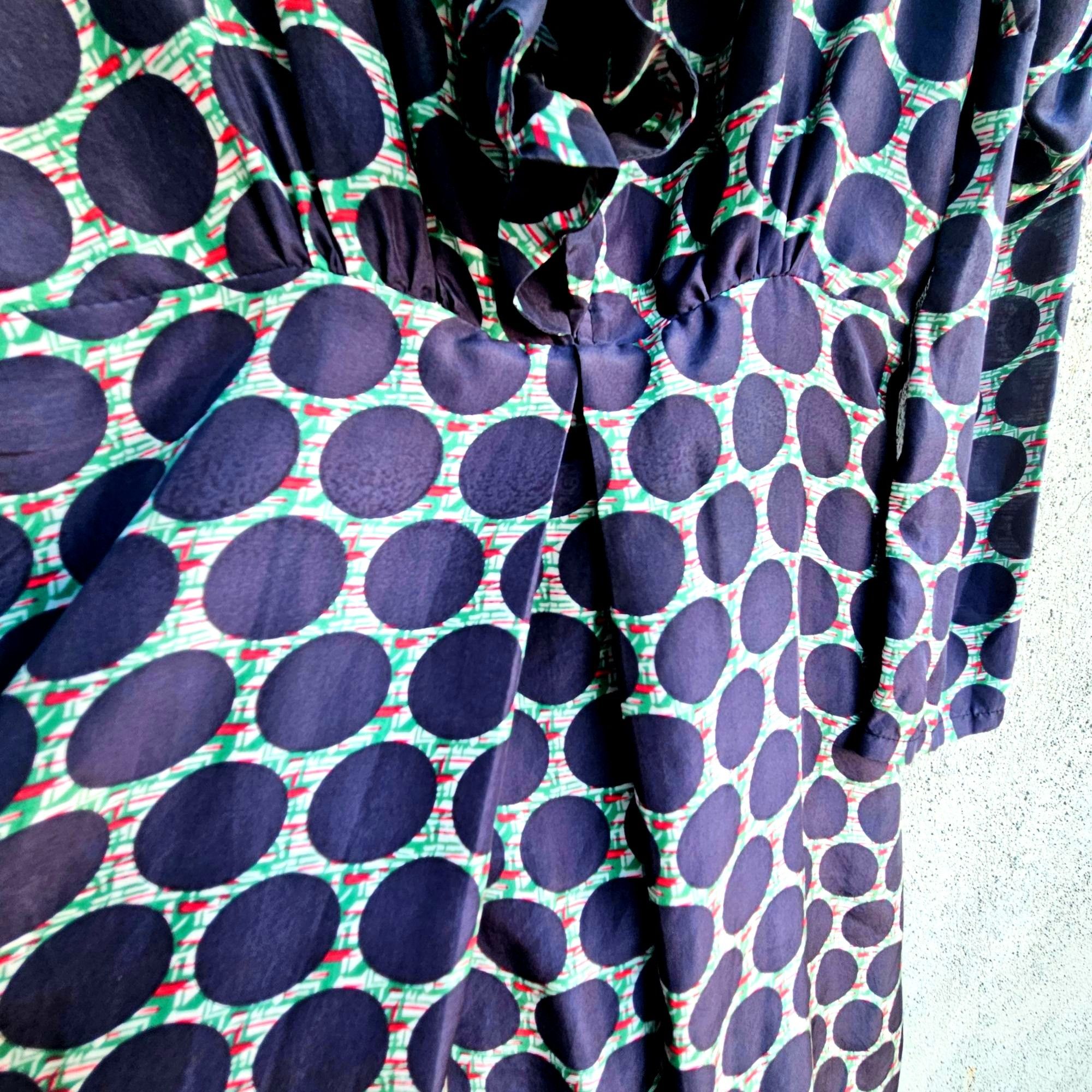Tsumori Chisato Tsumori Chisato Silk Ruffle Dress Navy Dot Print Size M Fits Size M / US 6-8 / IT 42-44 - 15 Thumbnail