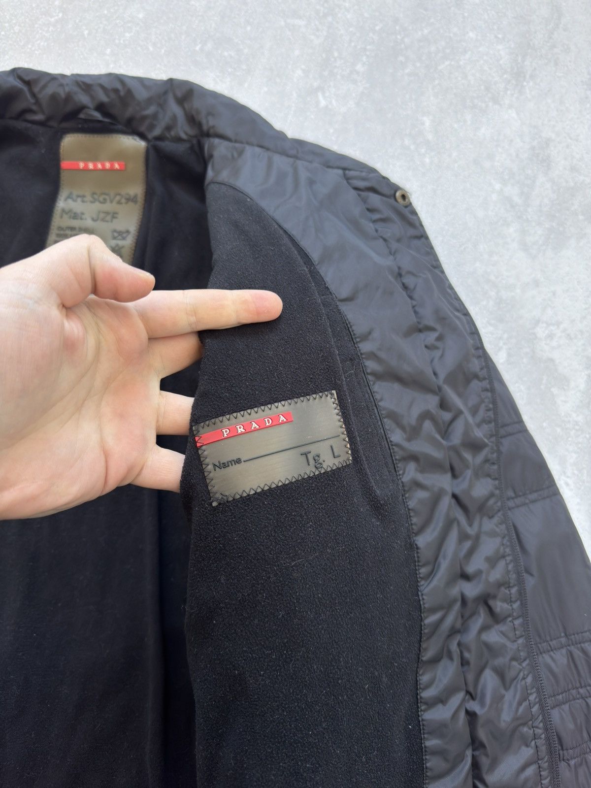 Prada × Vintage Vintage Prada Nylon Red Tab Black Jacket Pocket Fleece 00s Size US L / EU 52-54 / 3 - 15 Thumbnail