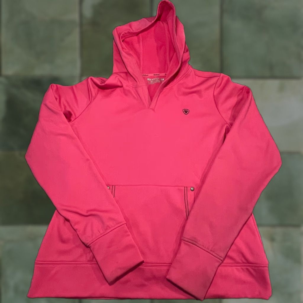 Ariat Ariat Tek Hoodie Womens XL Pink Cold Series Rivet Pocket Hood V Neck Logo Thumb Hoodie Women L Pink Size L / US 10 / IT 46 - 1 Thumbnail