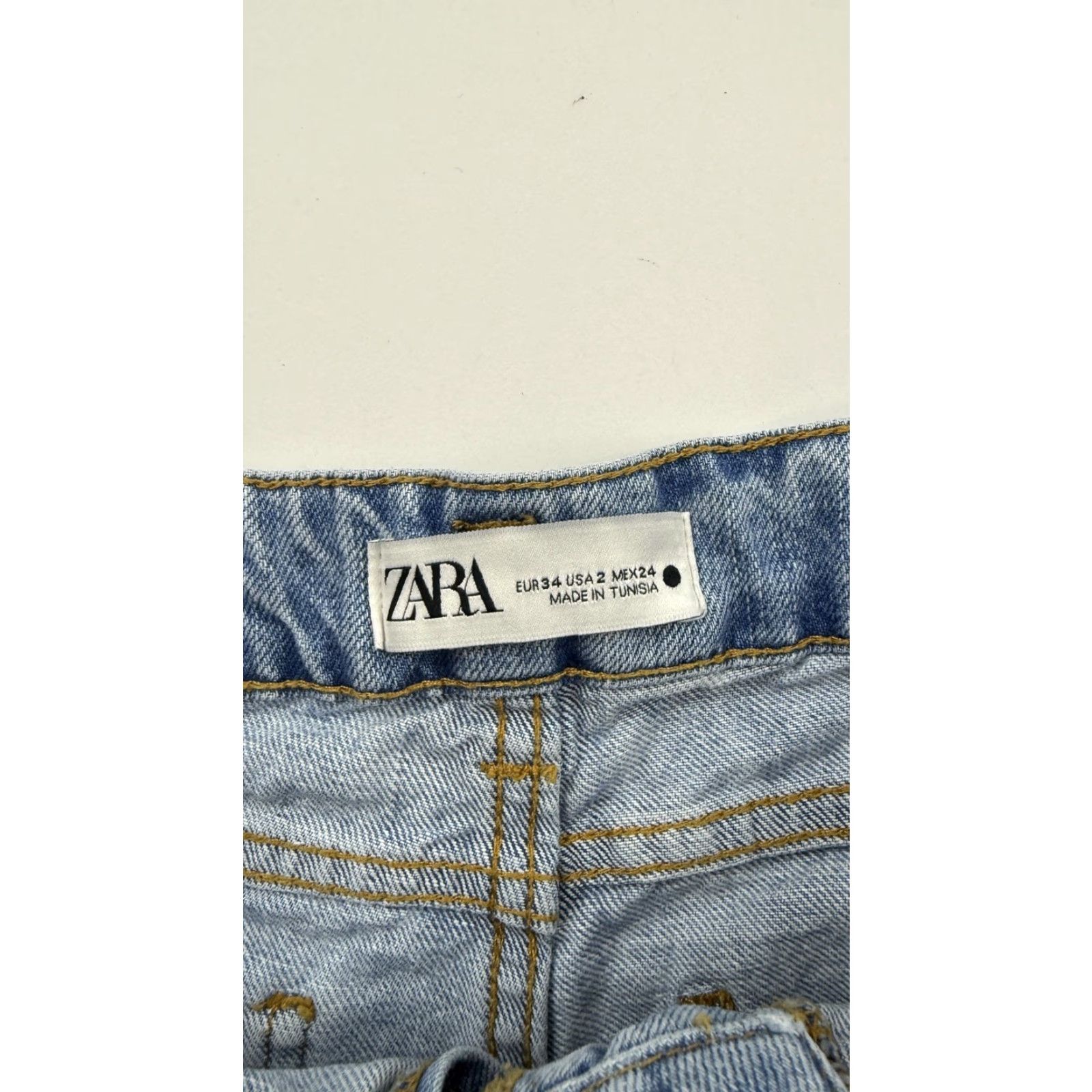 Zara Zara Shorts Womens 2 Blue Denim High Rise Raw Hem Distressed Casual Jean Size 26" / US 2 / IT 38 - 3 Thumbnail