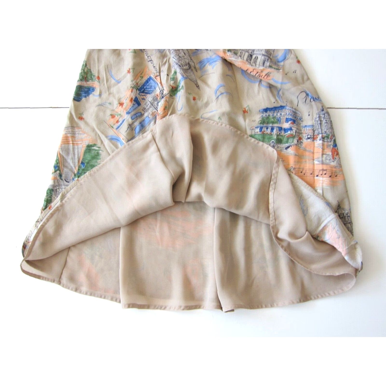 Liz Claiborne Vtg Liz Claiborne Skirt Paris Arc De Triomphe Brown Pink Blue Midi A-Line 10 Womens Zip Measurements 29" Waist 29" Waist to Hem Vintage Size 32" / US 10 / IT 46 - 7 Thumbnail