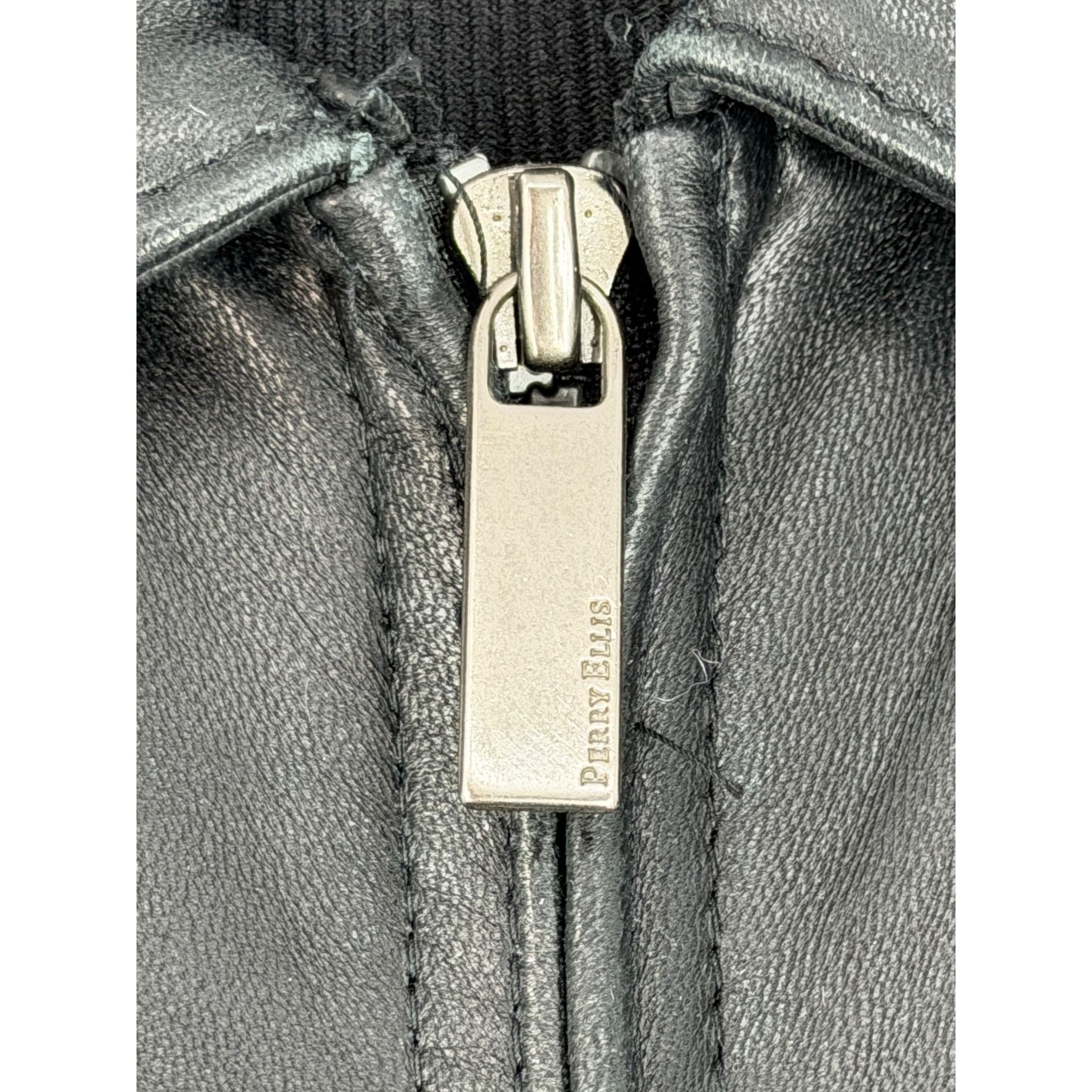 Perry Ellis VTG Perry Ellis Portfolio Mens Black Lambskin Leather Jacket Size US S / EU 44-46 / 1 - 13 Thumbnail