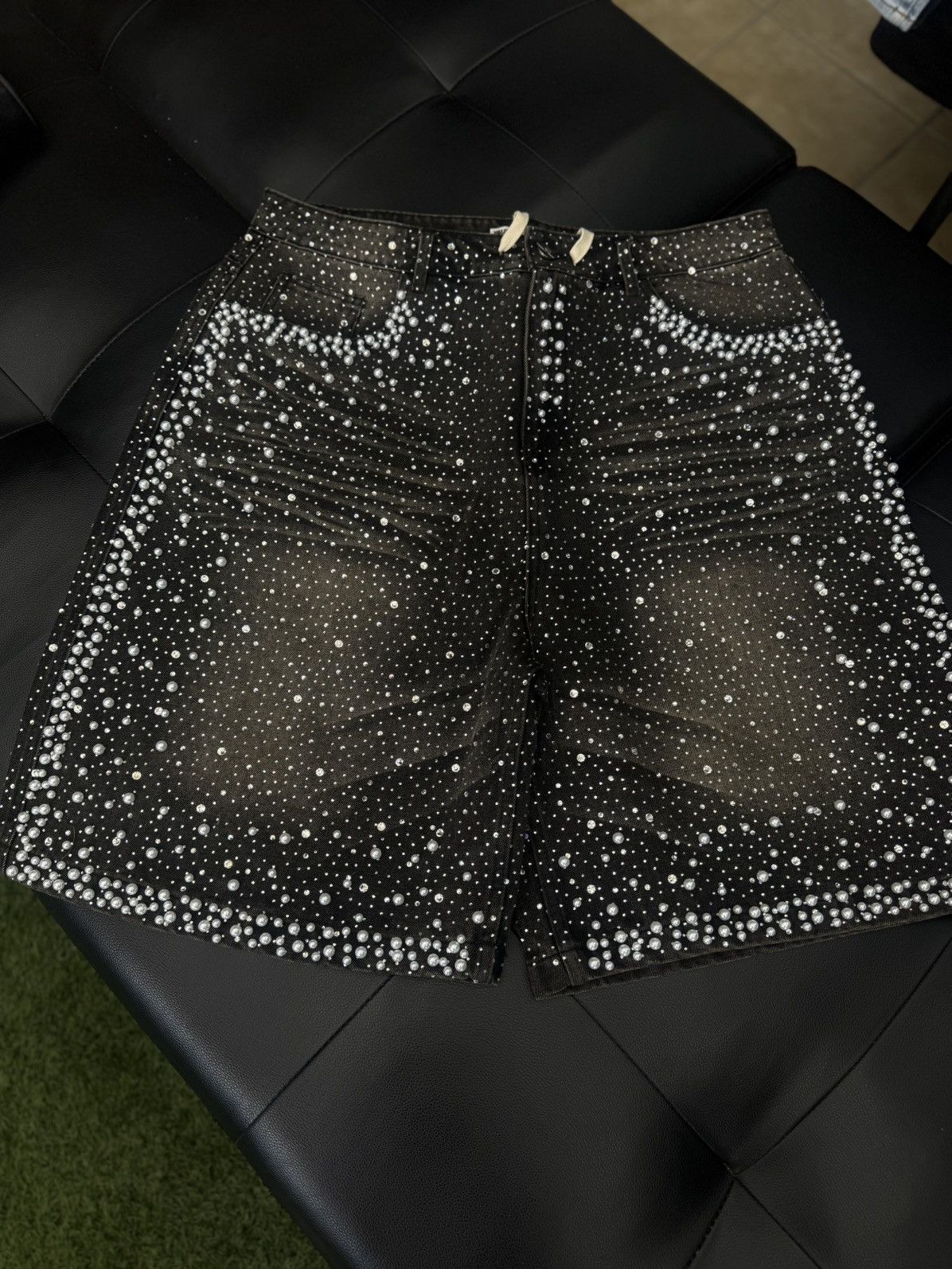Vale Valley Rhinestone Crystal Shorts Denim Black Size 34 Size US 34 / EU 50 - 3 Thumbnail