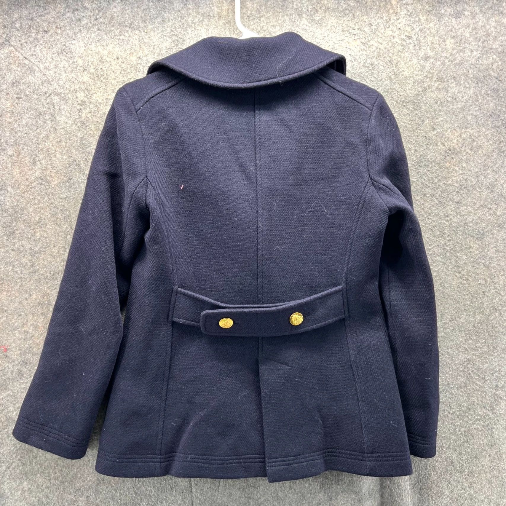 J.Crew VINTAGE J.CREW Peacoat Women 4 Navy Wool Gold Button Nello Gori Italy Stadium Cloth Coat Size S / US 4 / IT 40 - 2 Thumbnail